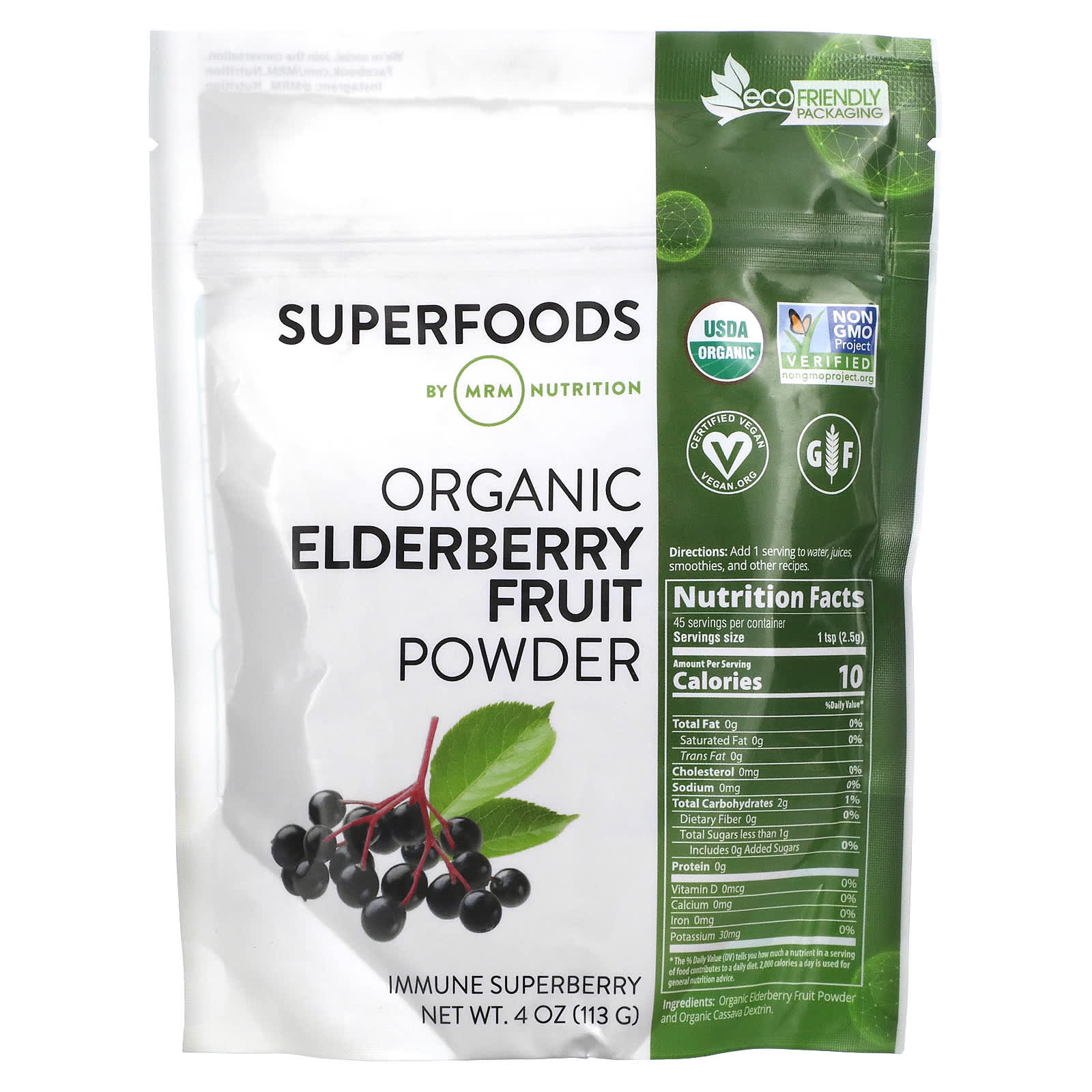 MRM Nutrition Organic Elderberry Fruit Powder 4 oz 113 g 2090₽