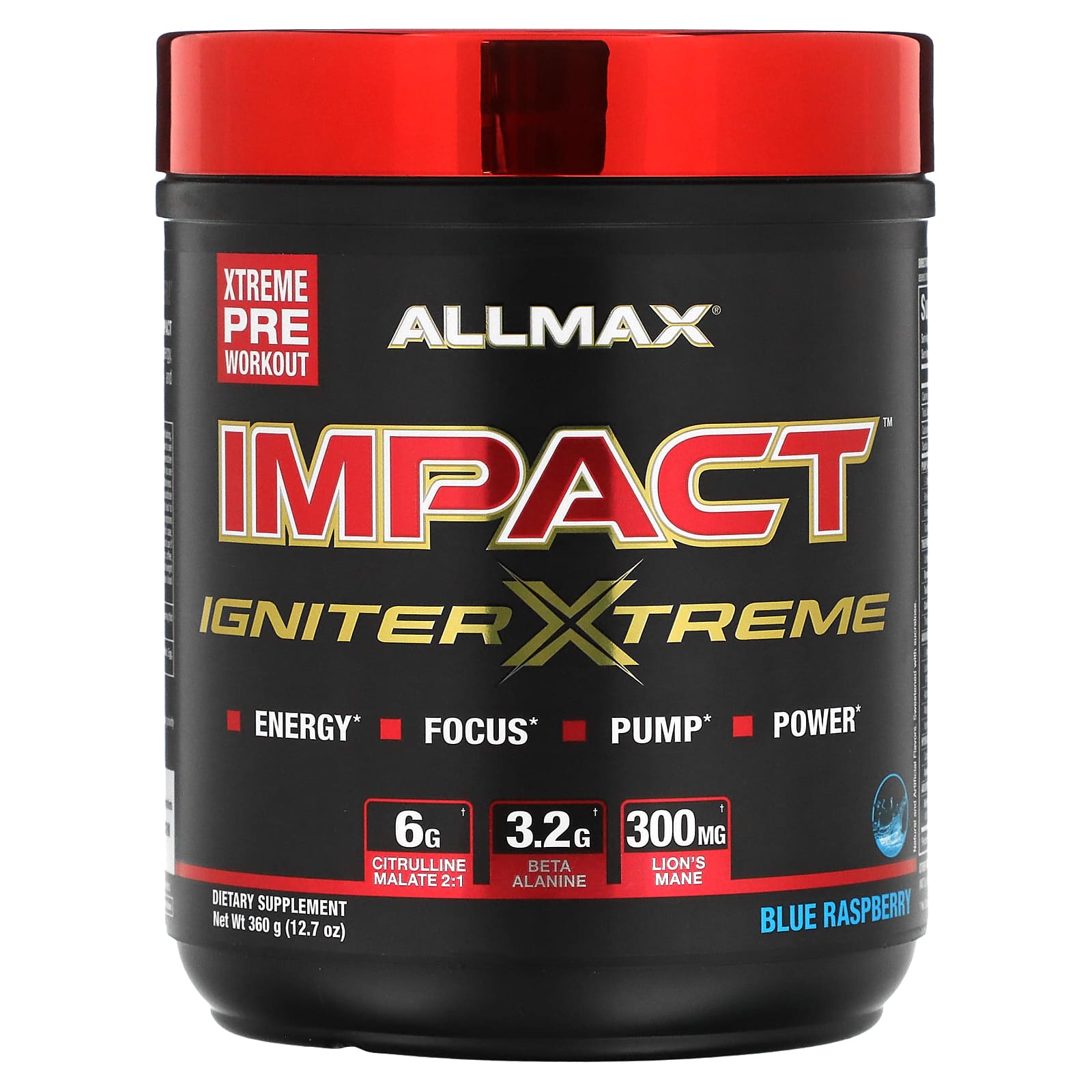 ALLMAX IMPACT IGNITER XTREME Pre-Workout Blue Raspberry 127 oz 360 g 7590₽