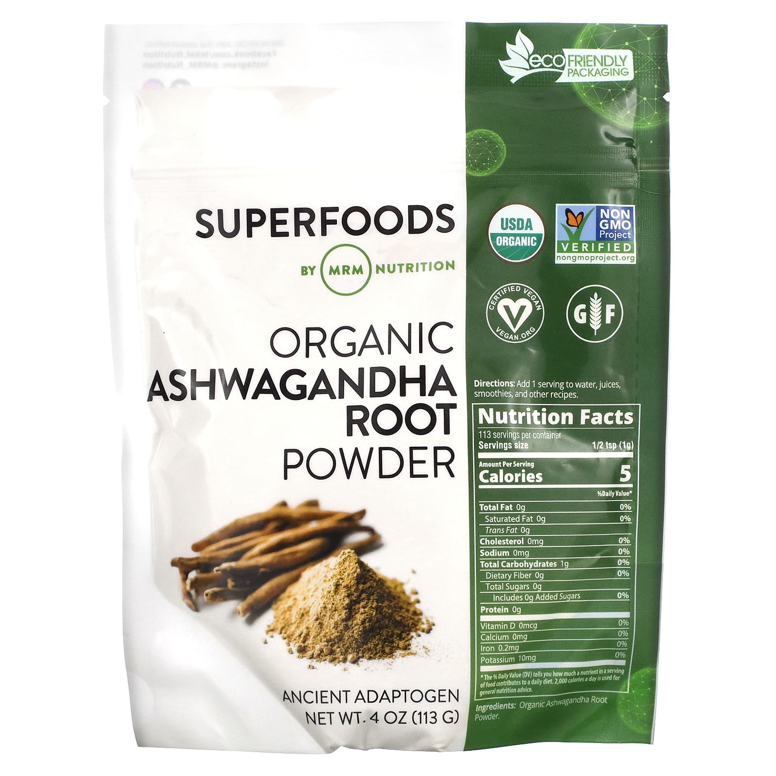 MRM Nutrition Organic Ashwagandha Root Powder 4 oz 113 g 1990₽