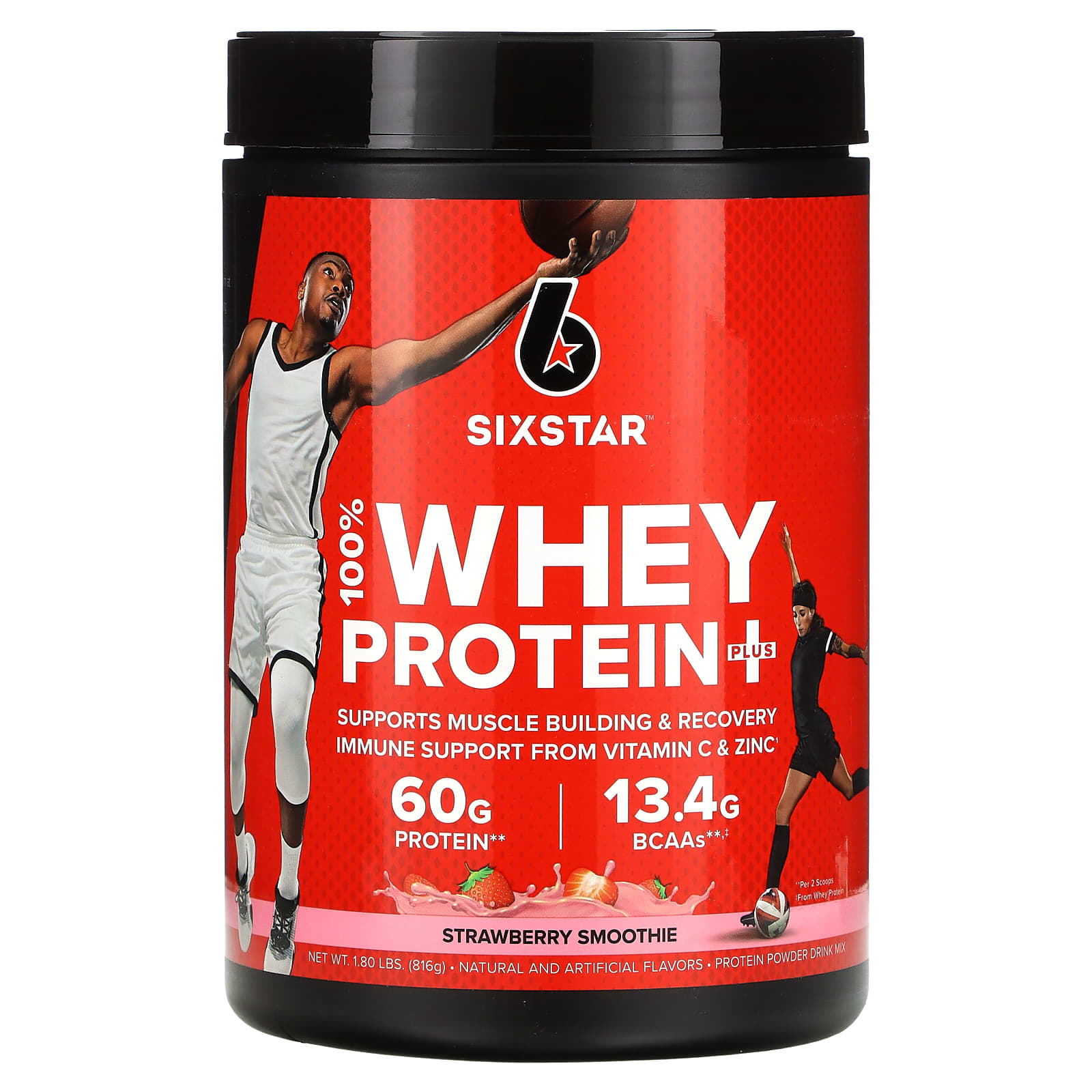 SIXSTAR 100 Whey Protein Plus клубничный смузи 816 г 18 фунта 4790₽