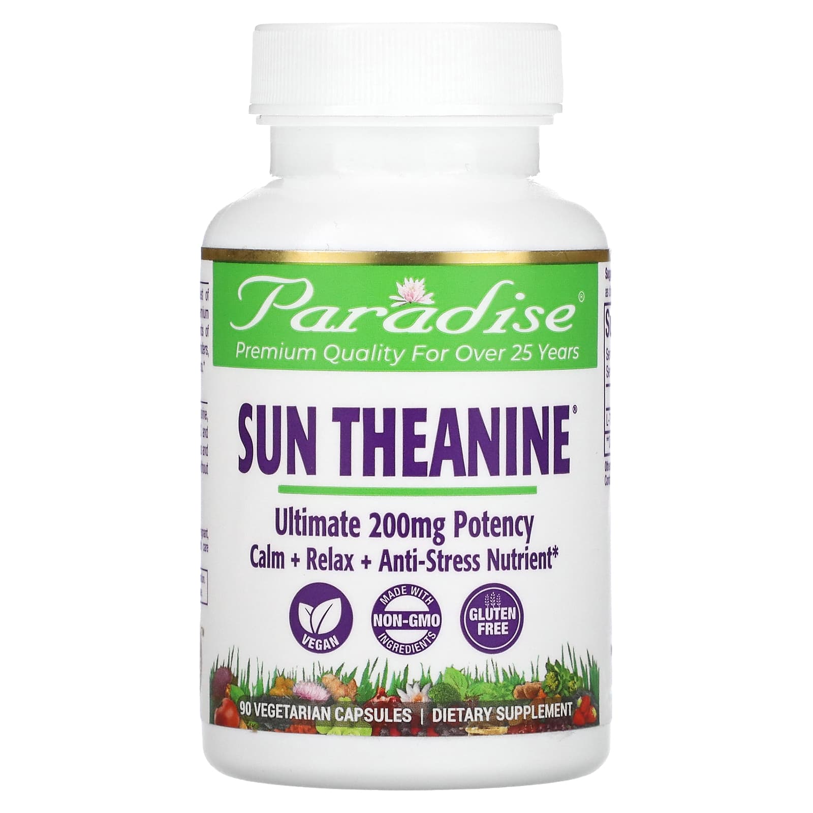 Paradise Herbs Sun Theanine 200 mg 90 Vegetarian Capsules 7590₽