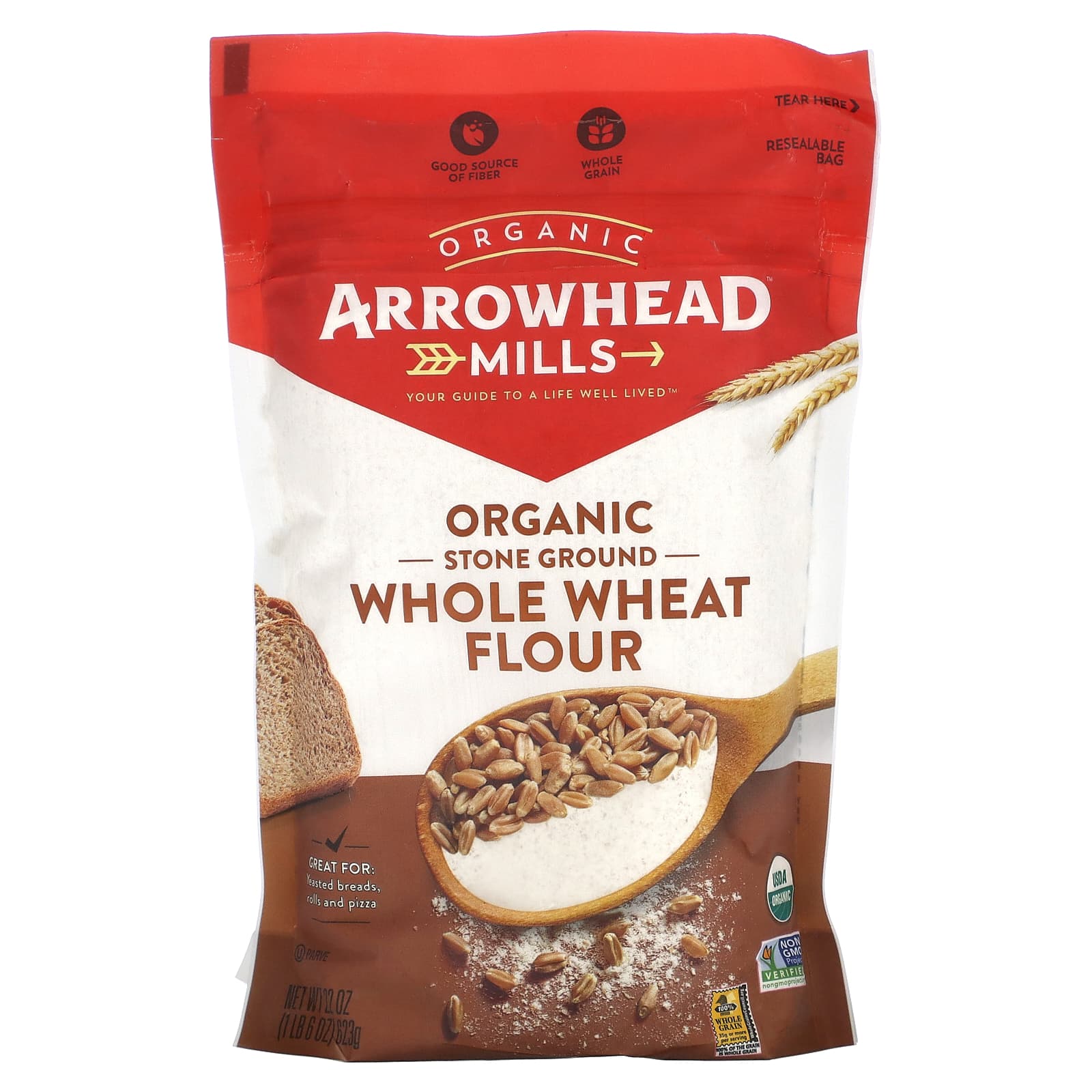 Arrowhead Mills Organic Whole Wheat Flour Stone Ground 22 oz 623 g 1590₽