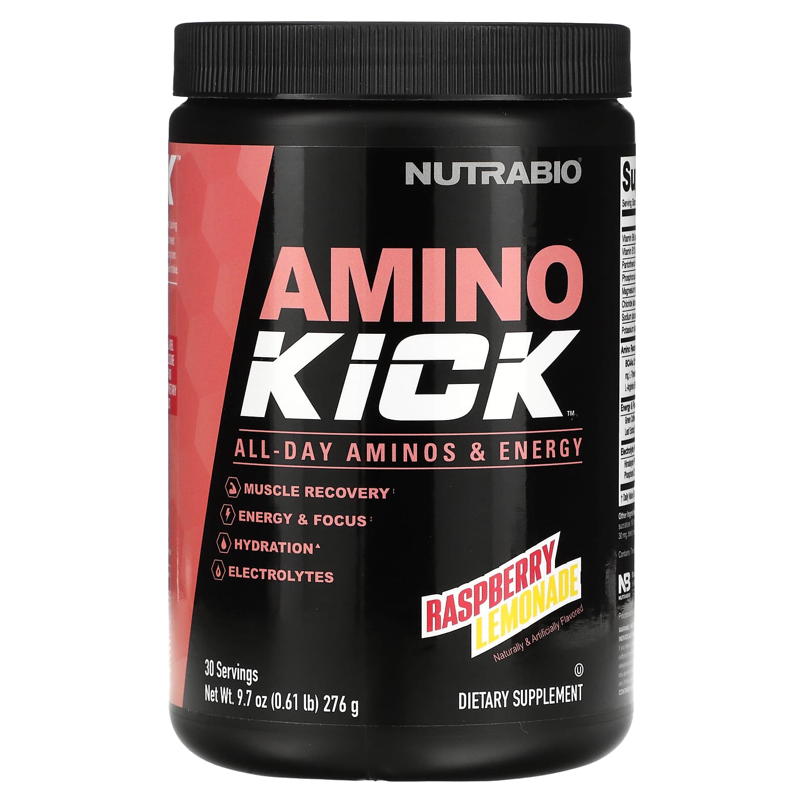 NutraBio Amino Kick малиновый лимонад 276 г 061 фунта 4590₽