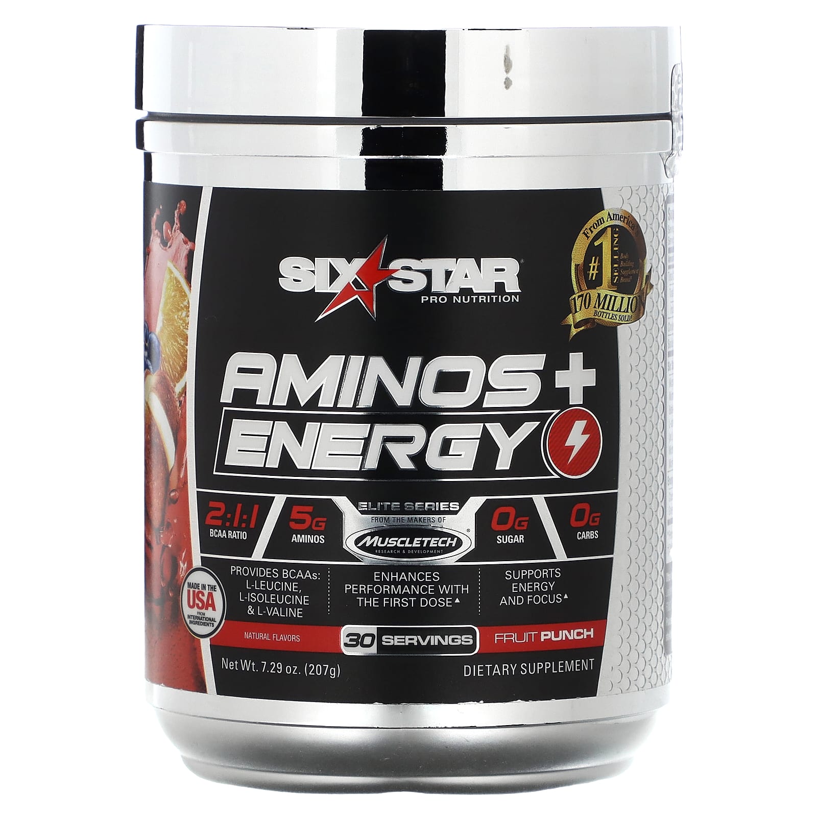 SIXSTAR Elite Series Aminos Energy фруктовый пунш 207 г 729 унции 2890₽