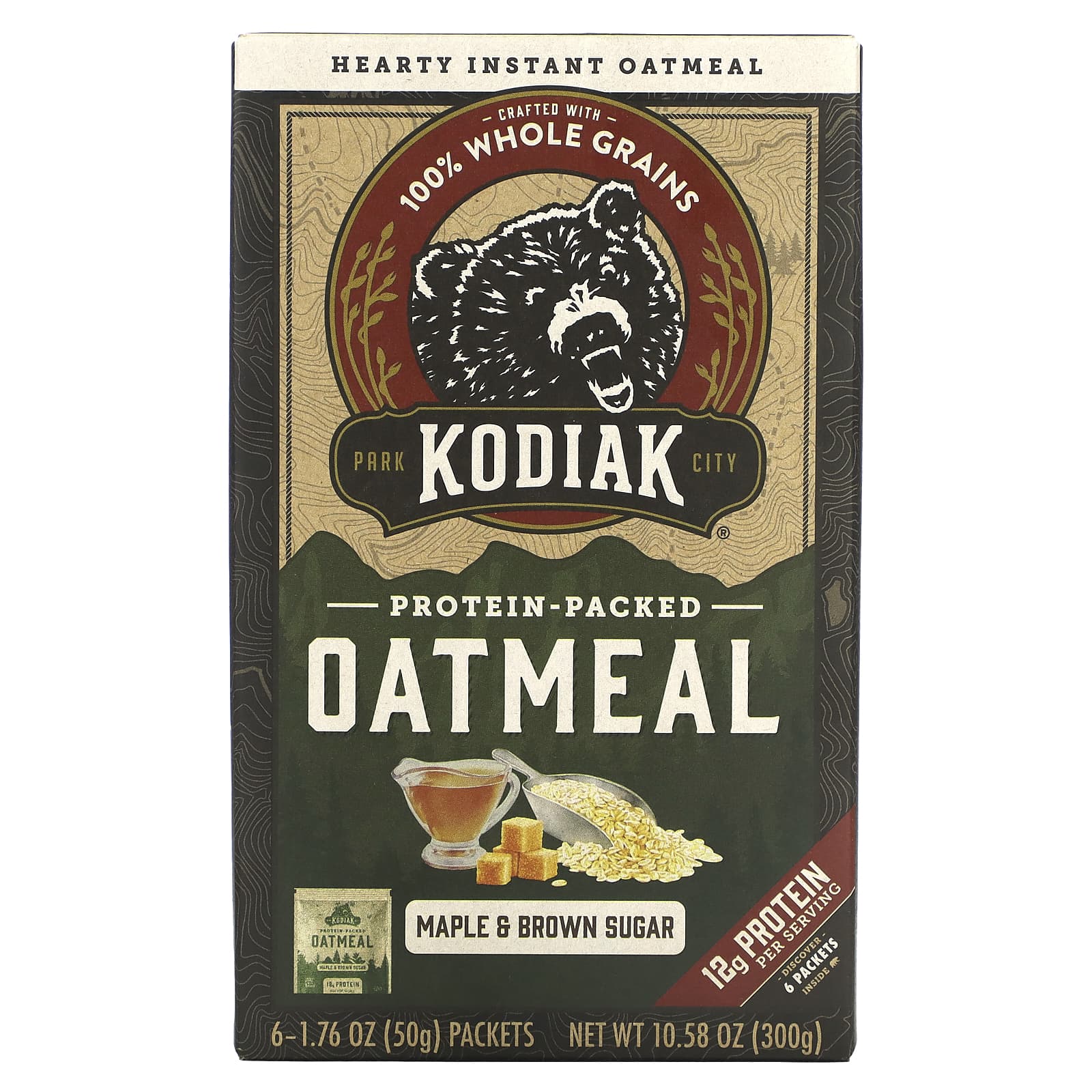 Kodiak Cakes Овсянка с протеином кленовый сироп и коричневый сахар 6 пакетиков по 50 г 176 унции 1890₽