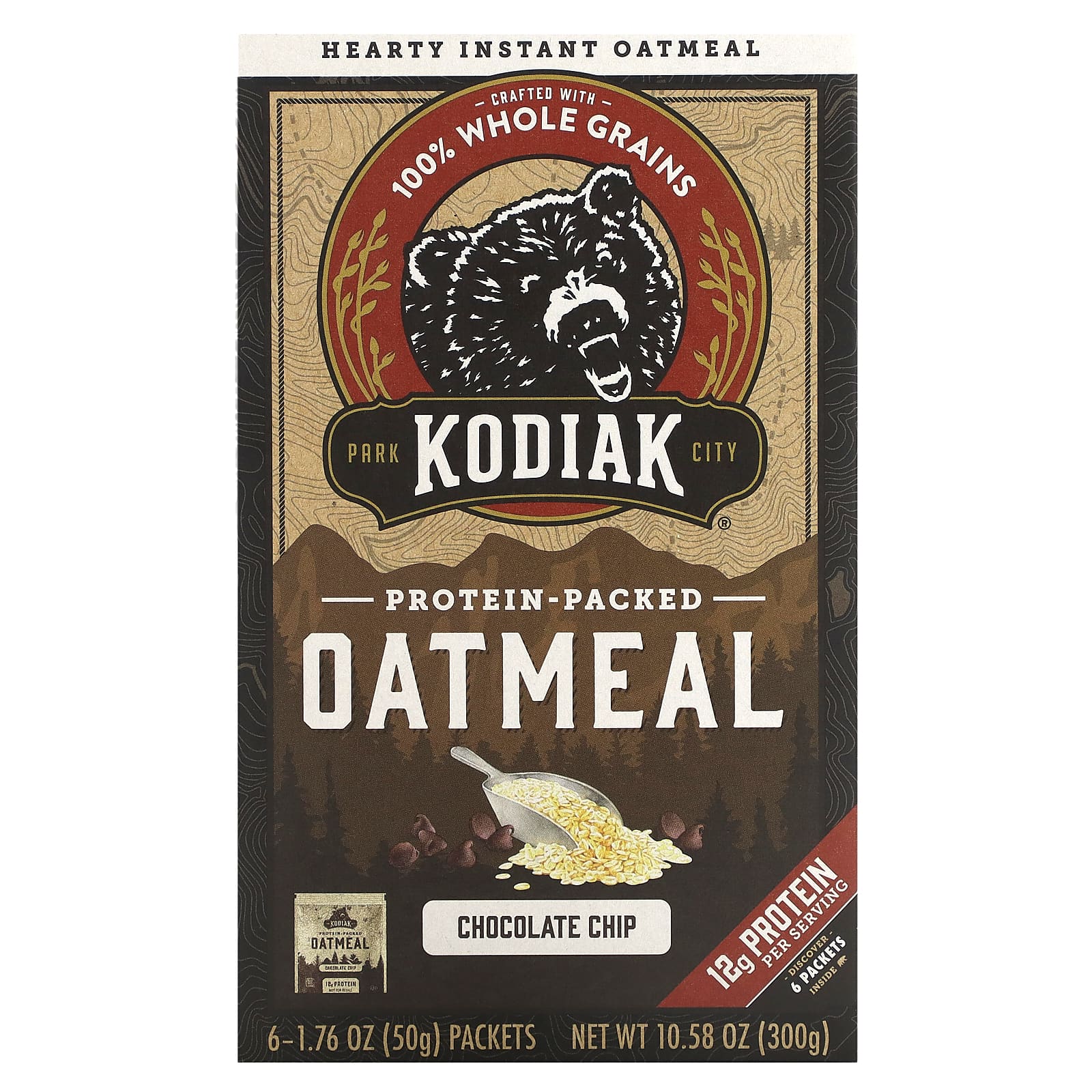 Kodiak Cakes Овсянка с протеином с шоколадной крошкой 6 пакетиков по 50 г 176 унции 1890₽