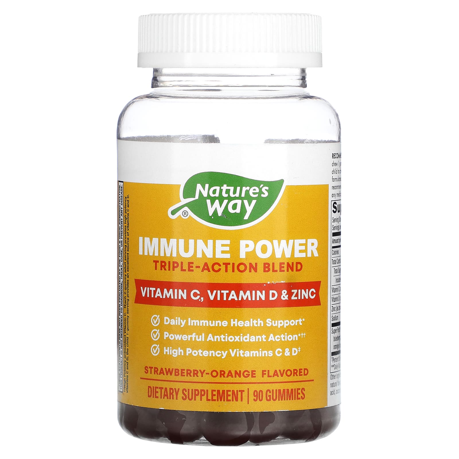 Natures Way Immune Power смесь тройного действия клубника и апельсин 90 жевательных таблеток 2190₽