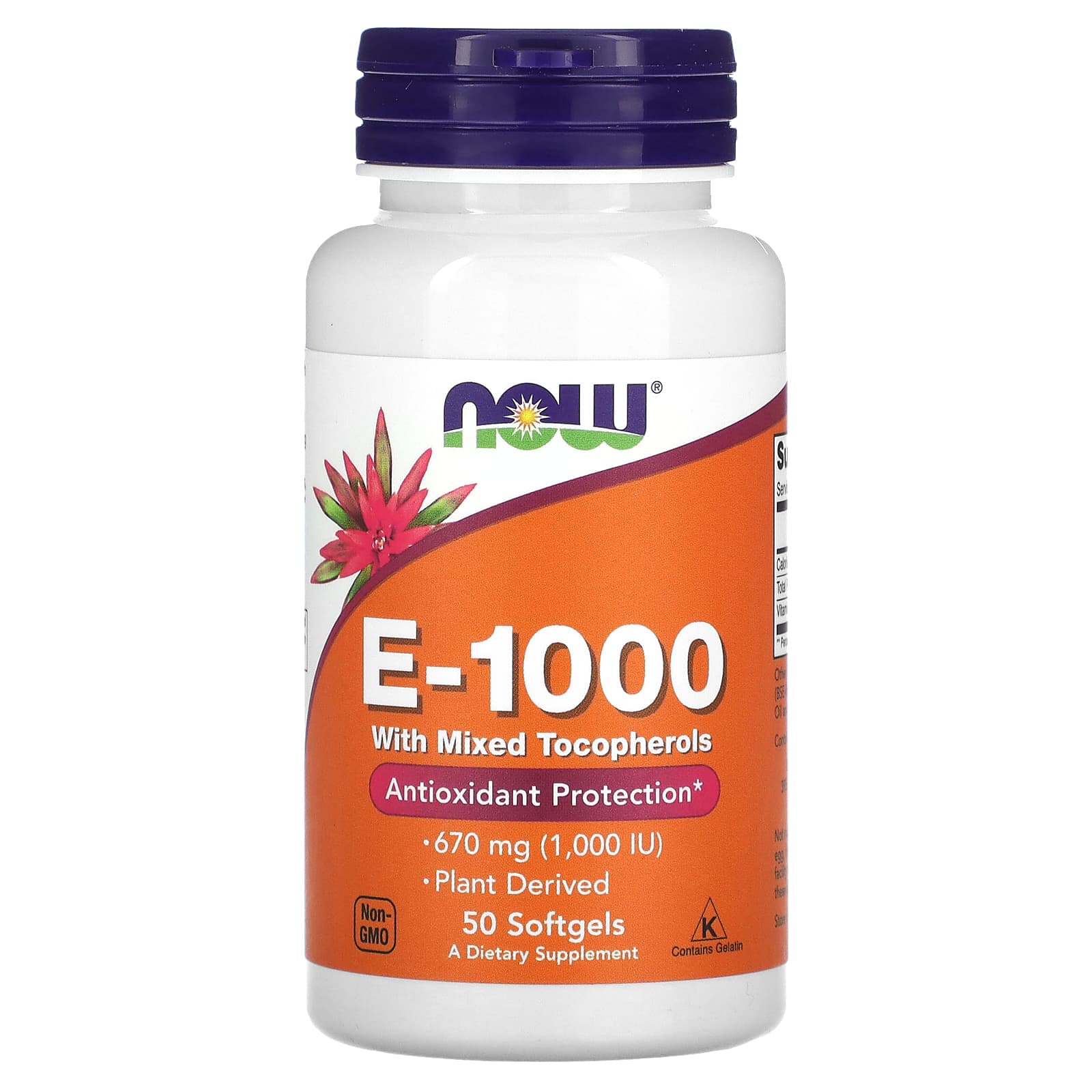 NOW Foods E-1000 со смешанными токоферолами 670 мг 1000 МЕ 50 мягких таблеток 2990₽