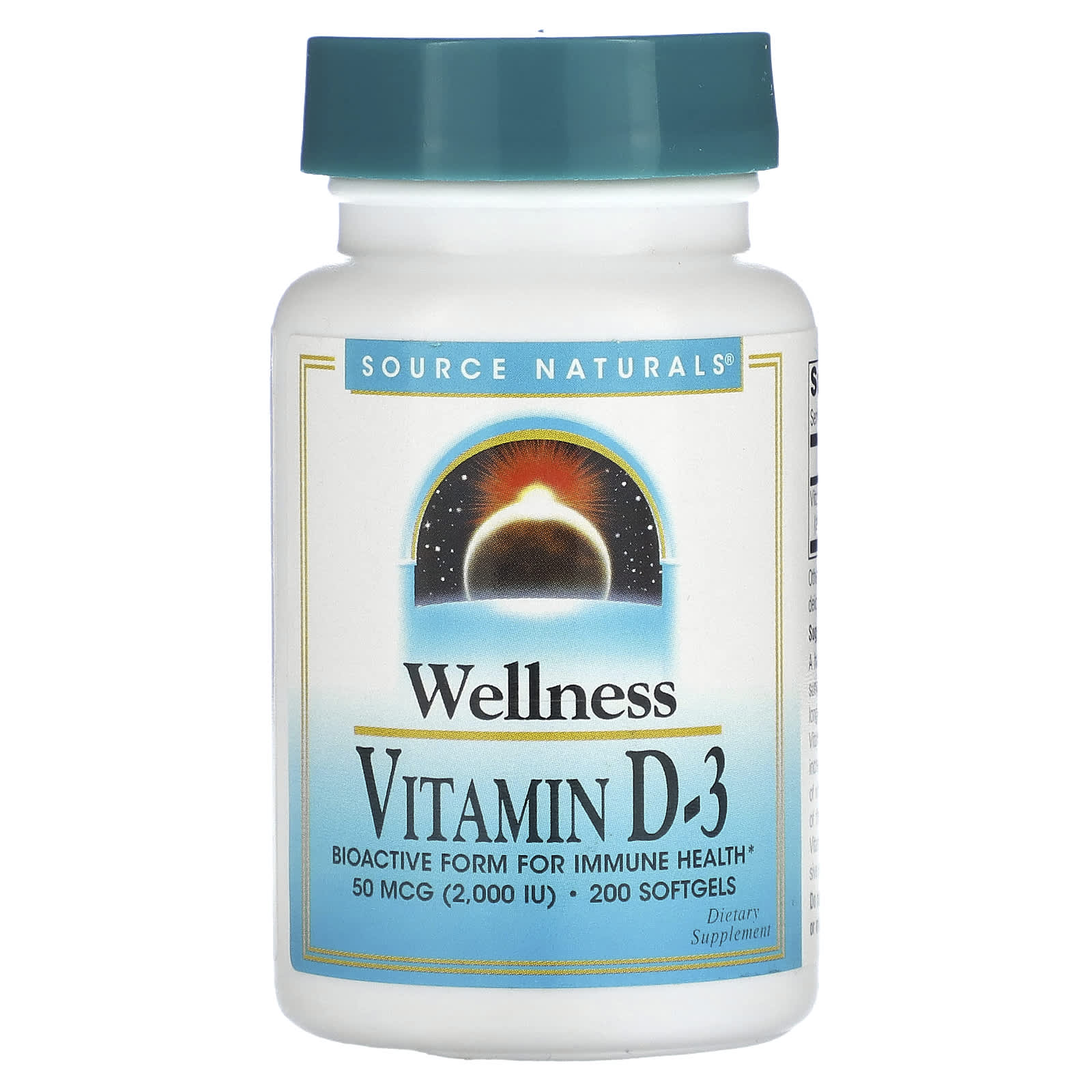 Source Naturals Wellness витамин D3 50 мкг 2000 МЕ 200 мягких таблеток 1890₽