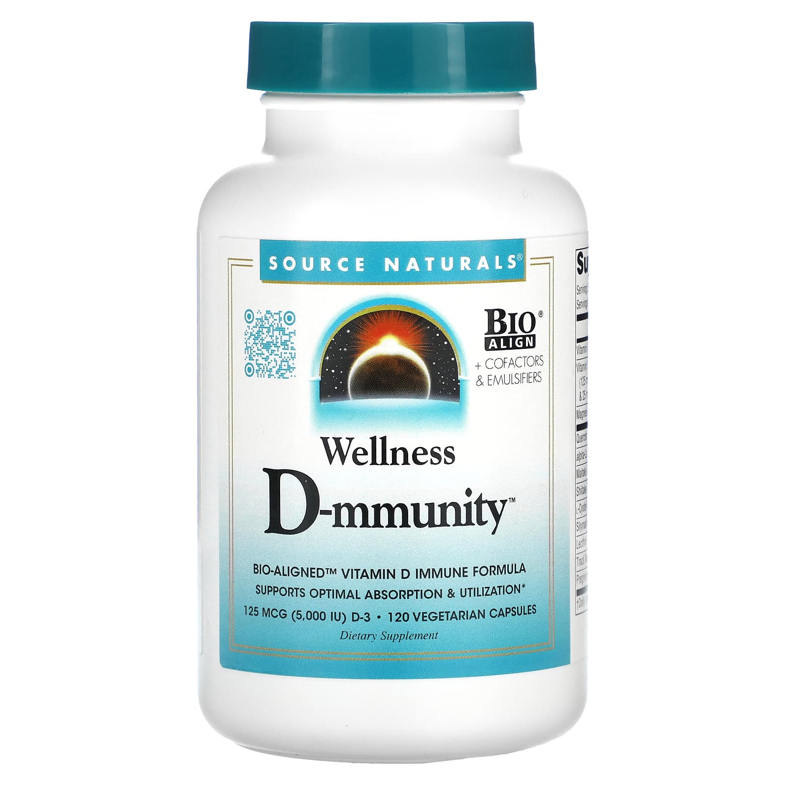 Source Naturals Wellness D-mmunity 5000 МЕ 120 вегетарианских капсул 2500 МЕ в 1 капсуле 3390₽