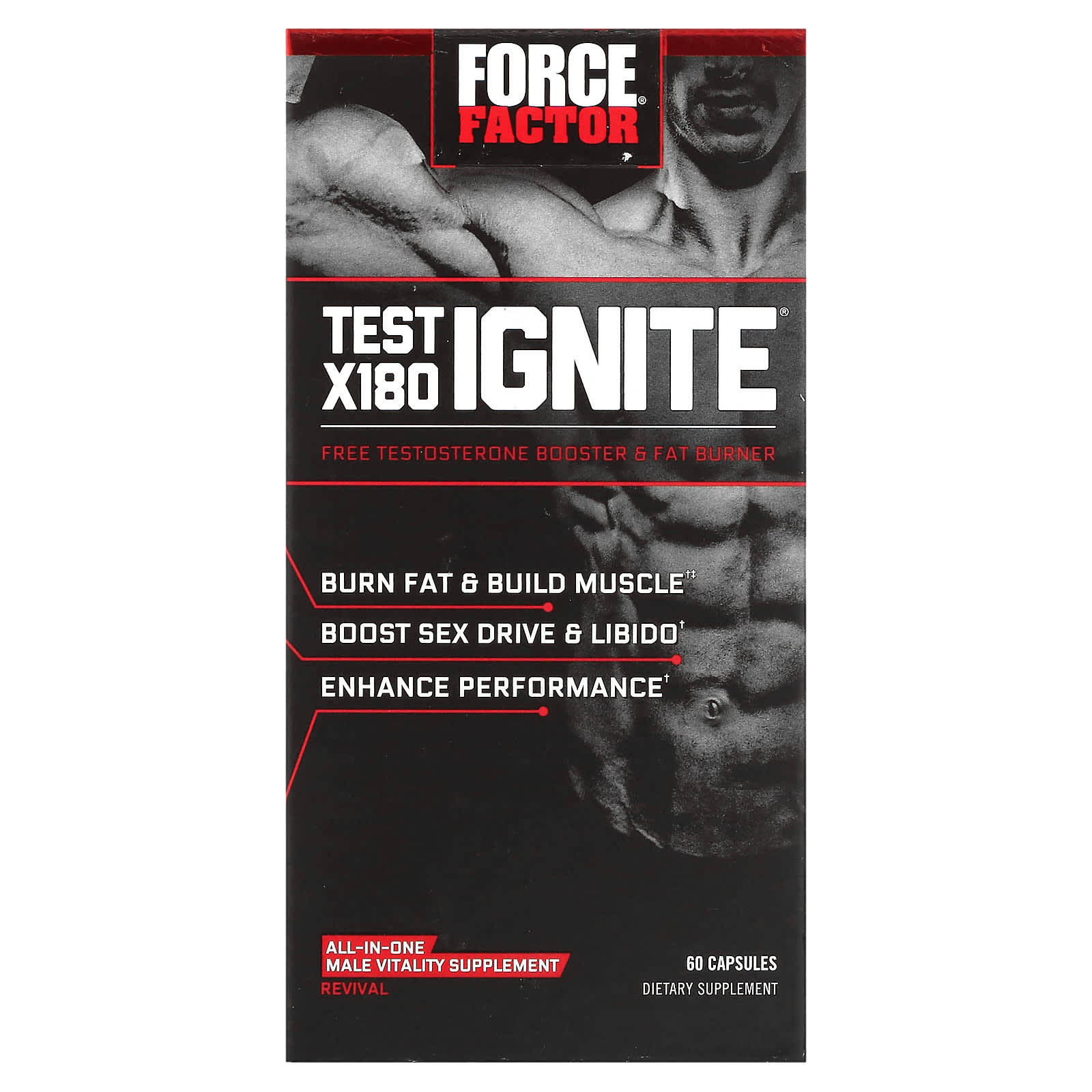Force Factor Test X180 Ignite средство для повышения уровня свободного тестостерона и сжигания жира 60 капсул 4390₽