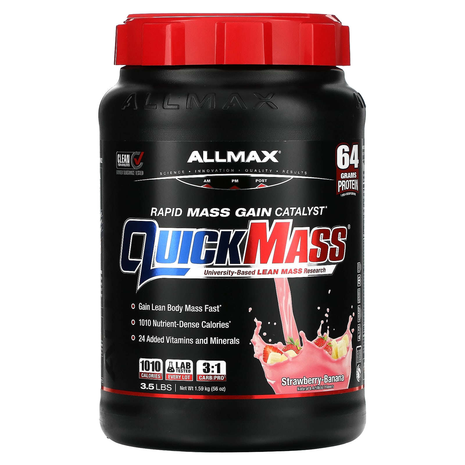 ALLMAX QuickMass катализатор для быстрого набора массы клубника и банан 159 кг 35 фунта 7790₽