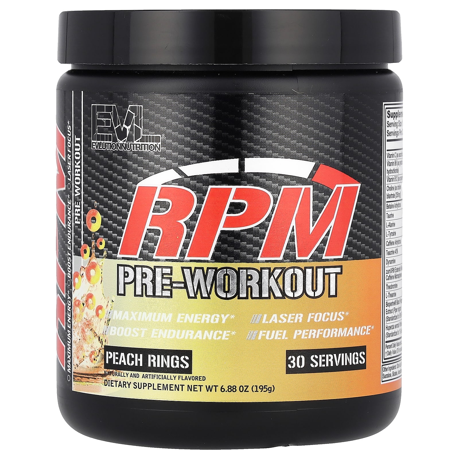 EVLution Nutrition RPM перед тренировкой персиковые кольца 195 г 688 унции 2990₽