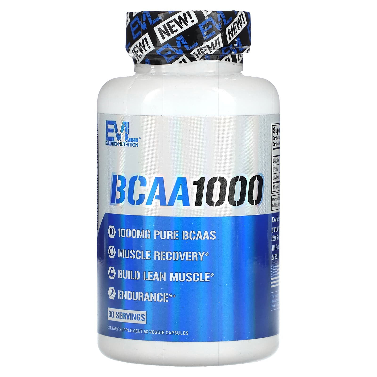EVLution Nutrition BCAA1000 1000 мг 60 растительных капсул 500 мг в 1 капсуле 1790₽