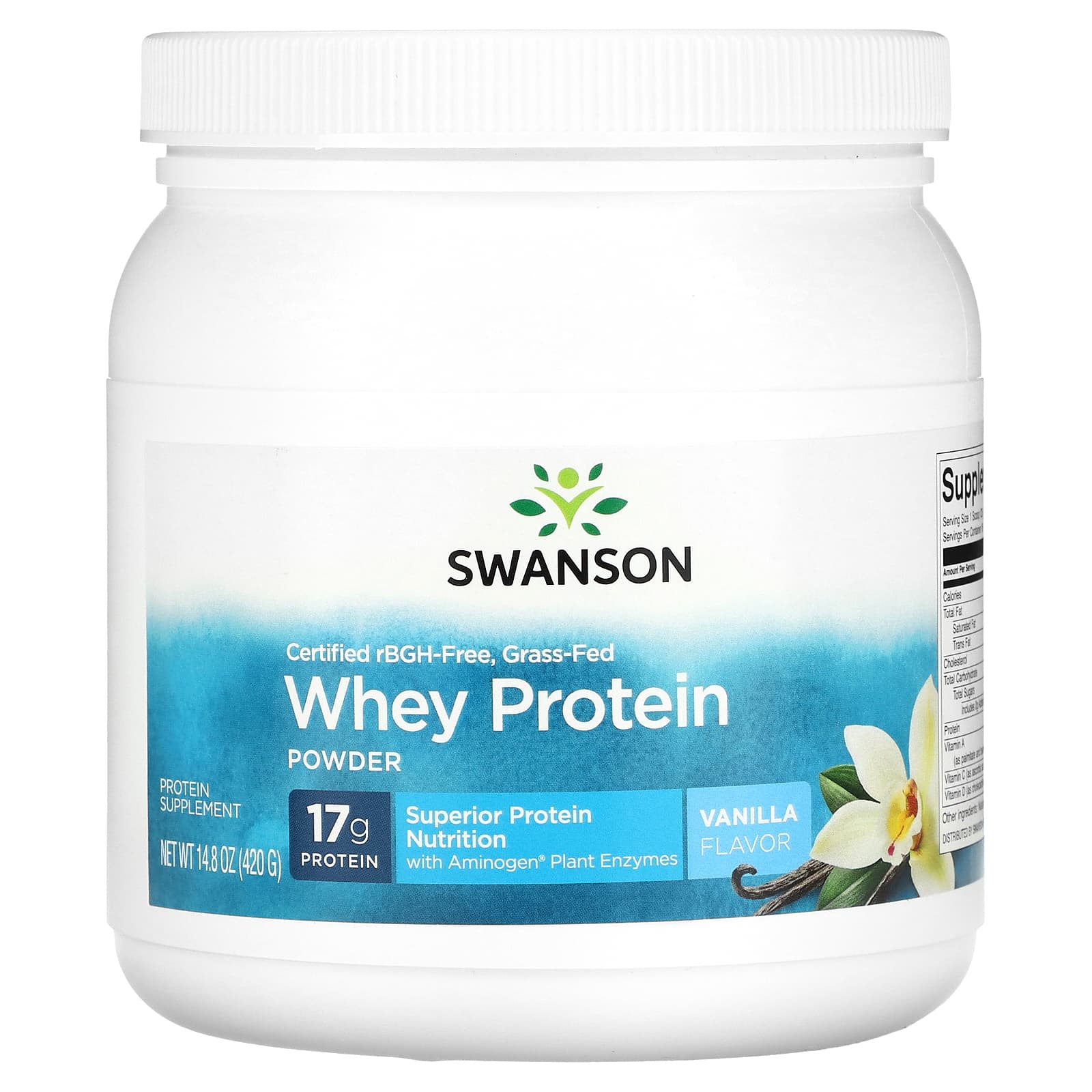 Swanson Порошок из сывороточного протеина Grass Fed ваниль 420 г 148 унции 4190₽