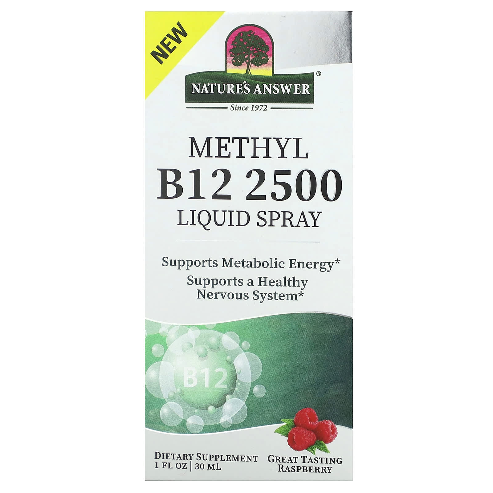 Natures Answer Methyl B12 2500 жидкий спрей малина 30 мл 1 жидк Унция 3290₽