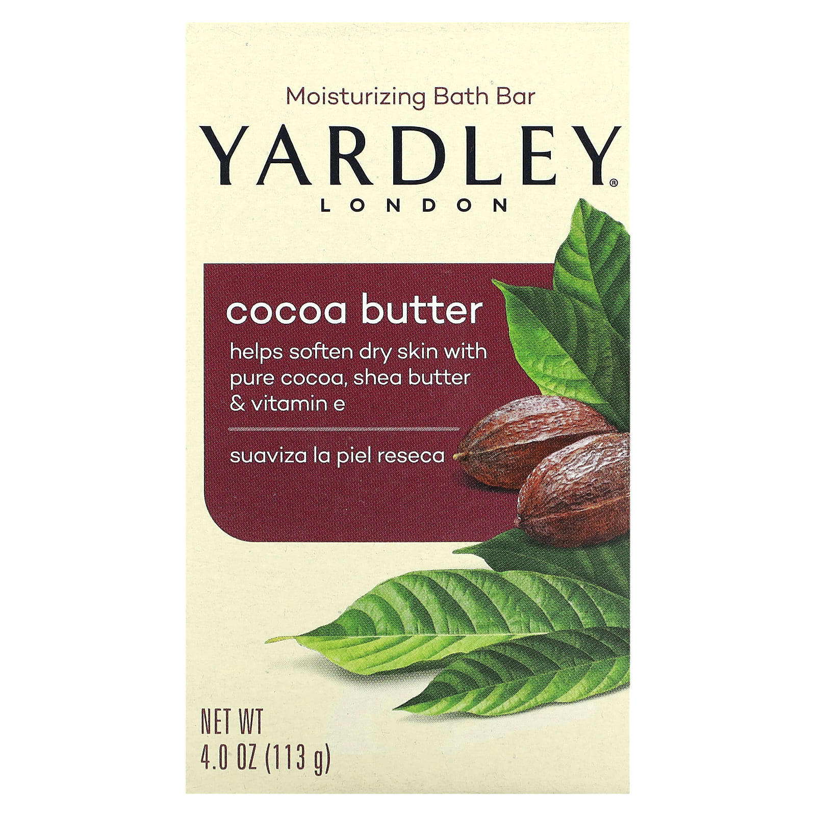 Yardley London, Увлажняющий батончик для ванн, какао-масло, 113 г (4 унции)