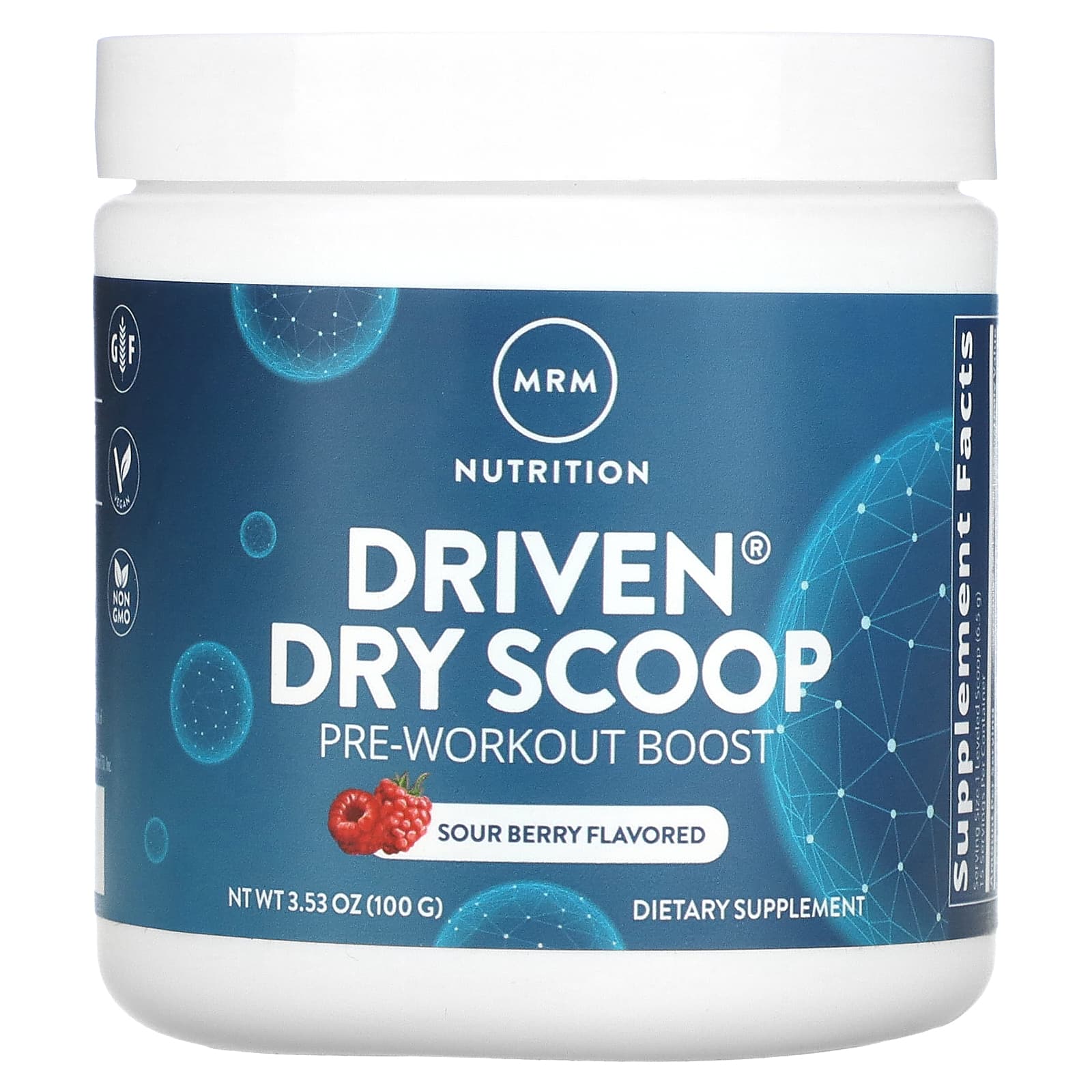 MRM Nutrition Driven Dry Scoop предтренировочная добавка кислая ягода 100 г 353 унции 1990₽