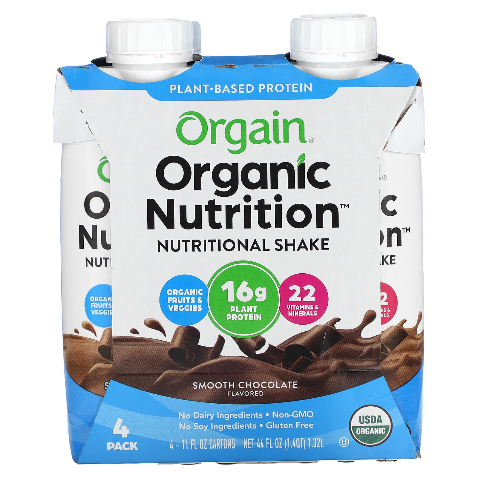 Orgain Organic Nutrition питательный коктейль гладкий шоколад 4 пакетика по 330 мл 11 жидк Унций 2090₽