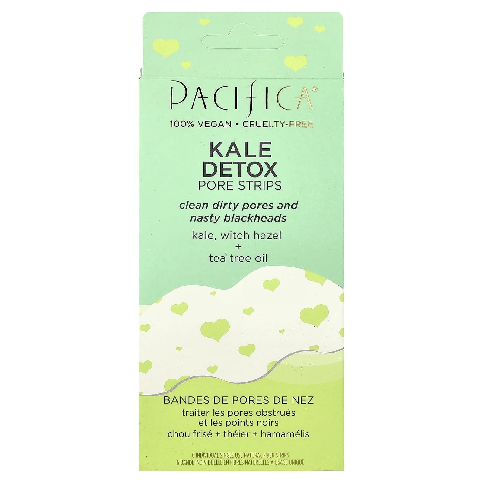 Pacifica Детокс-полоски из кудрявой капусты 6 индивидуальных одноразовых полосок из натурального волокна 1990₽