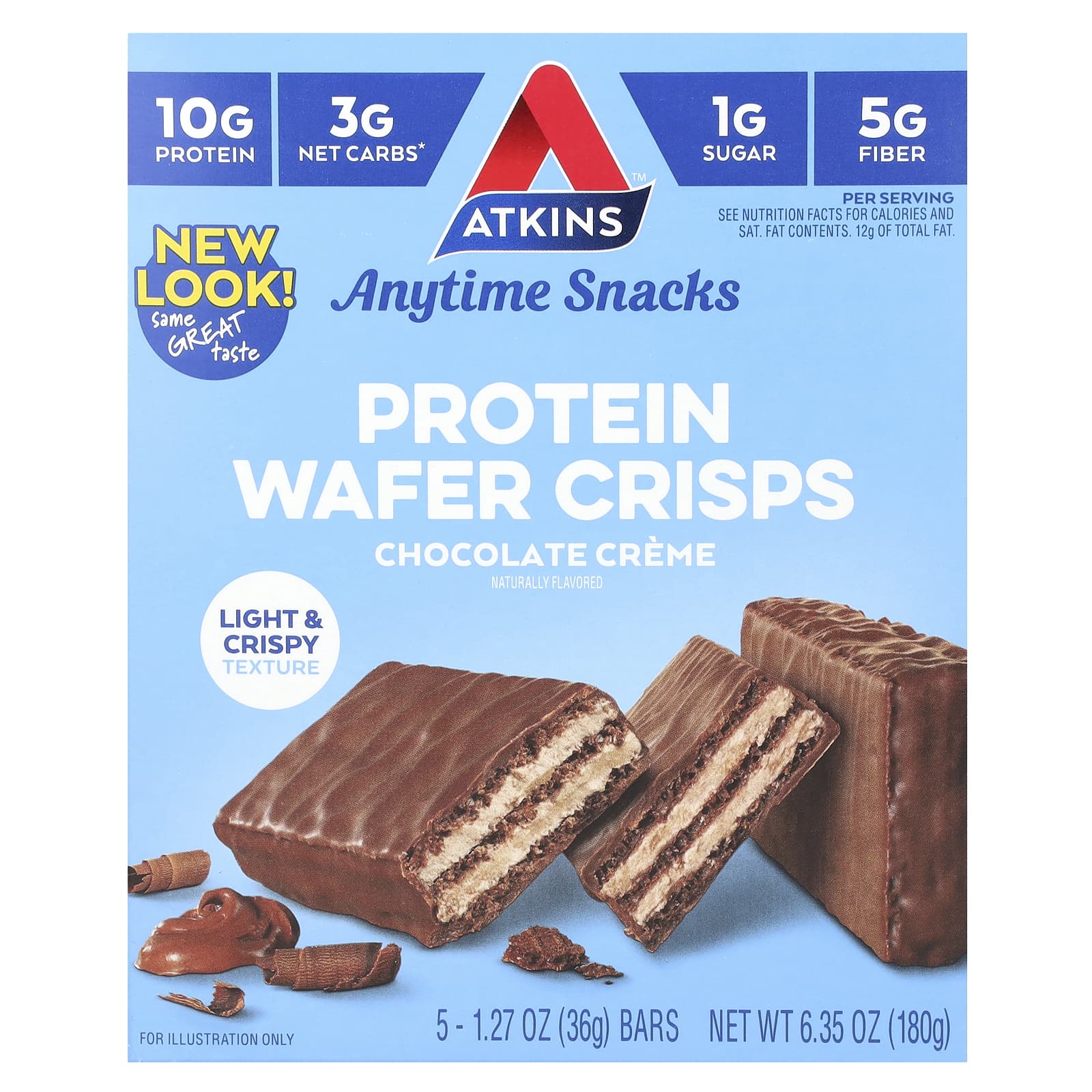Atkins Everytime Snacks протеиновые вафли шоколадный крем 5 шт по 36 г 127 унции 1890₽