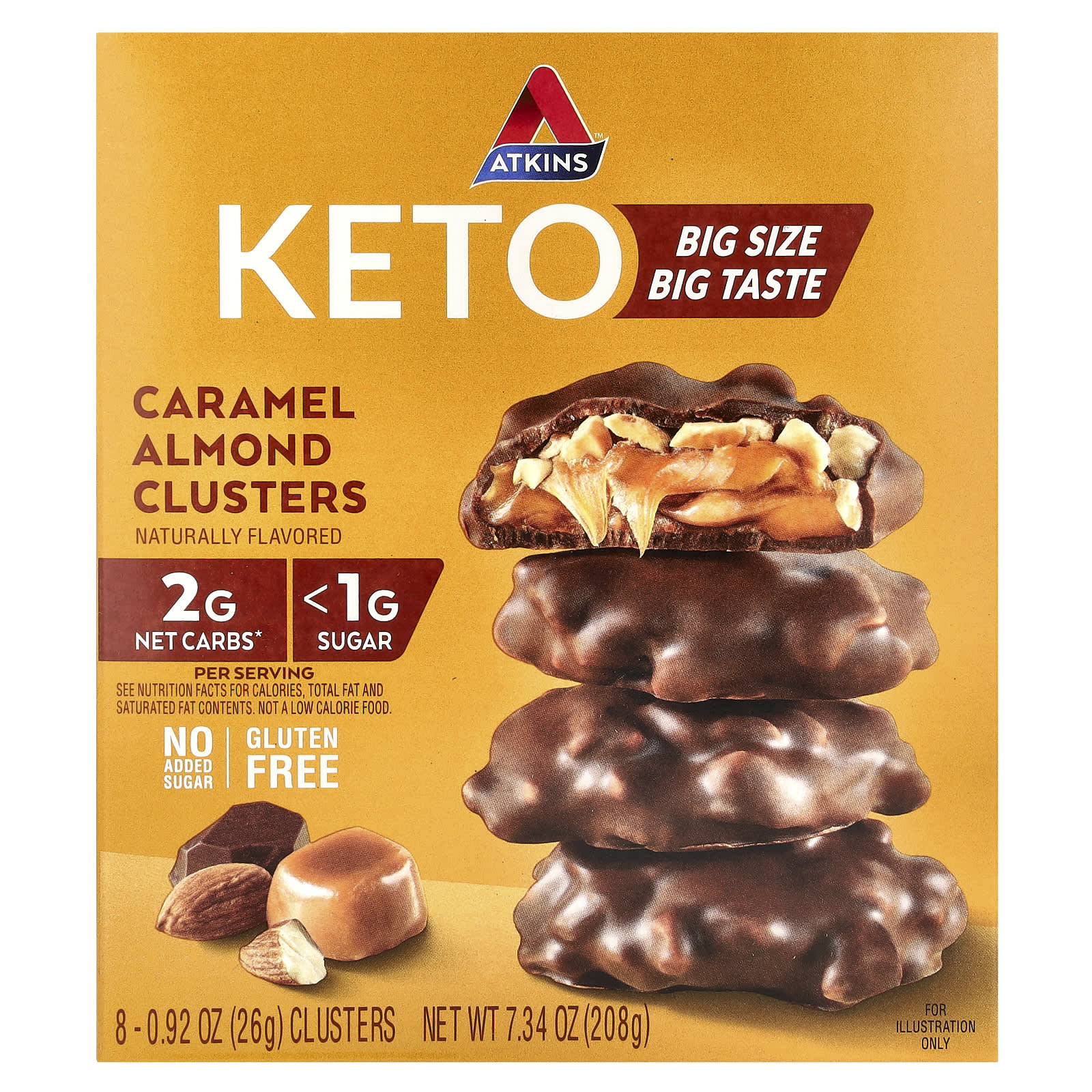 Atkins Карамель и миндаль 8 штук 26 г 092 унции 2190₽