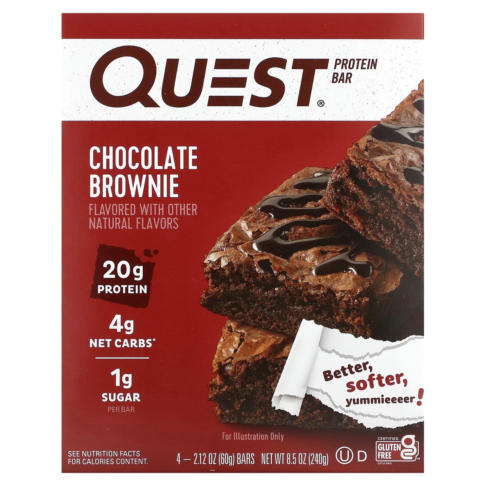 Quest Nutrition Протеиновый батончик шоколадный брауни 4 батончика 60 г 212 унции 2090₽