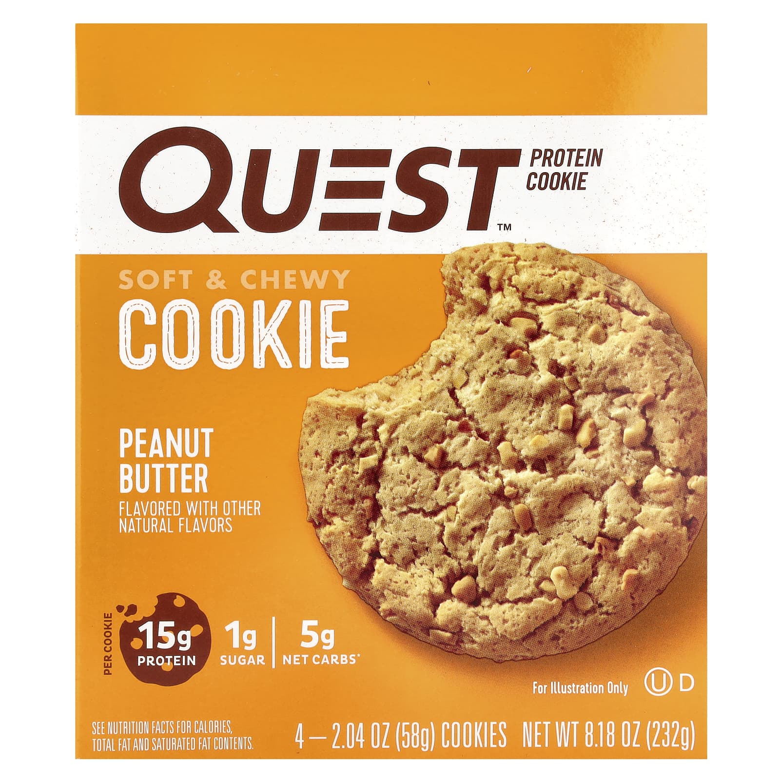 Quest Nutrition Protein Cookie арахисовая паста 4 пакетика по 58 г 204 унции 1990₽
