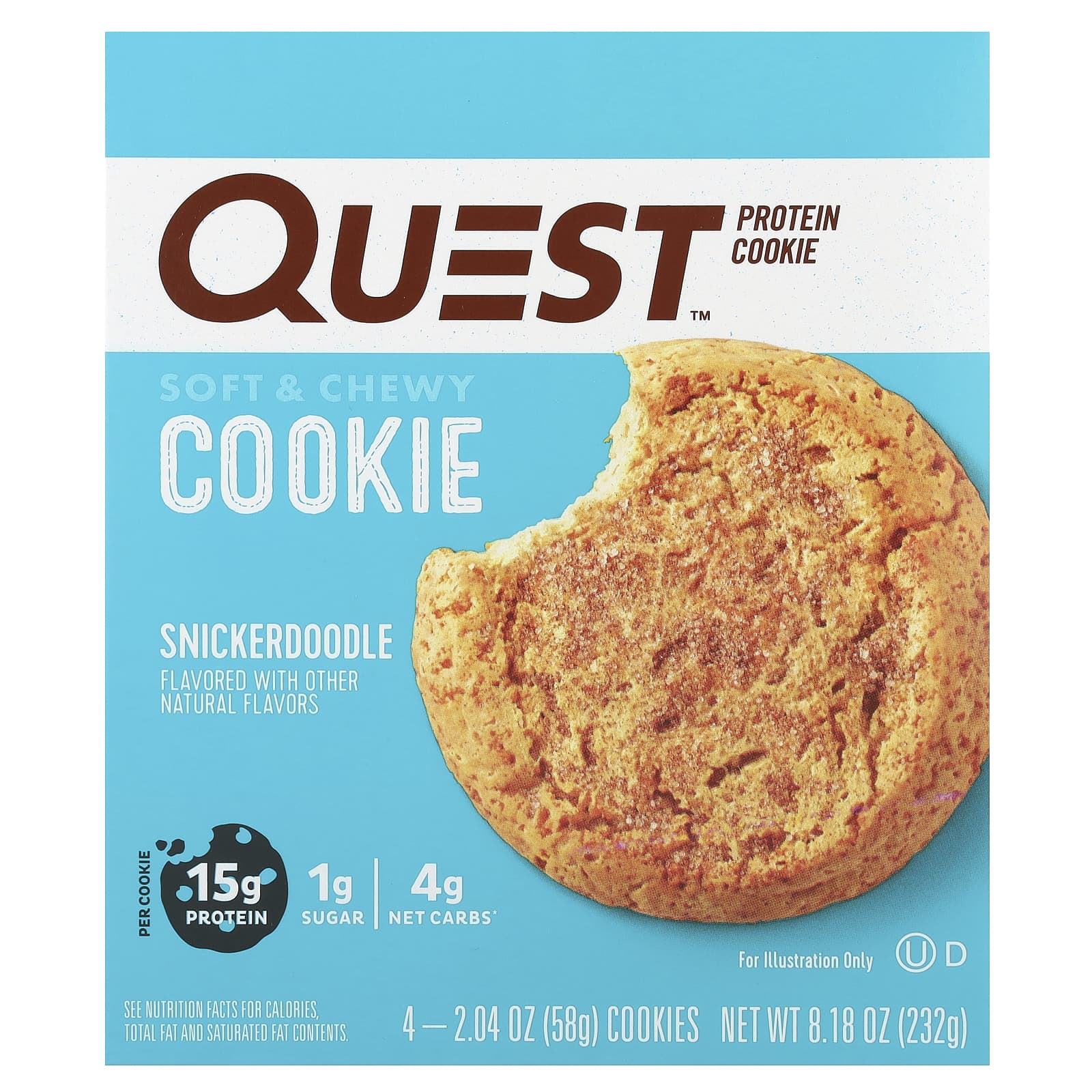Quest Nutrition Protein Cookie Snickerdoodle 4 печенья 58 г 204 унции 1990₽
