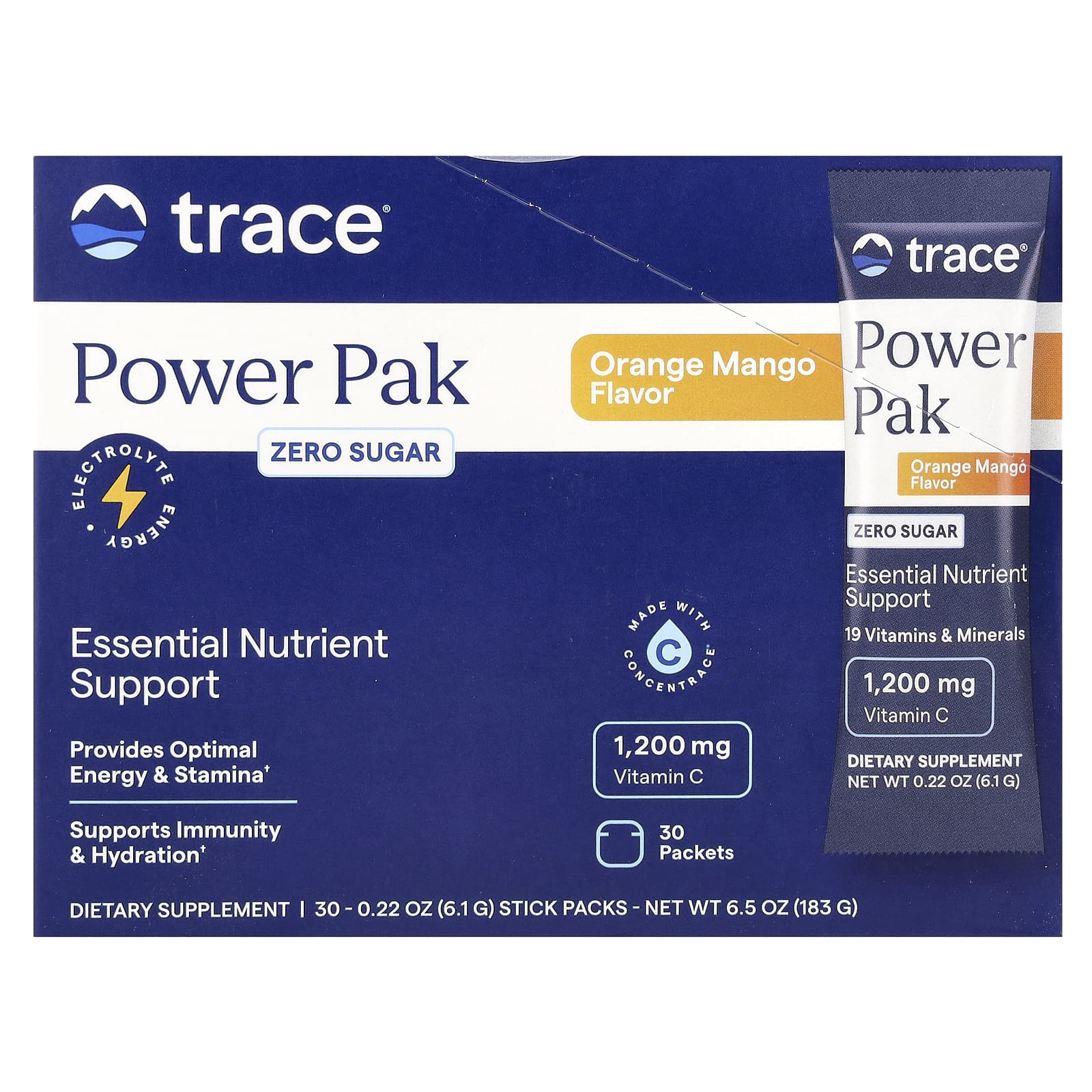 Trace Minerals PowerPak апельсин и манго 30 пакетиков по 5 г 018 унции 3390₽