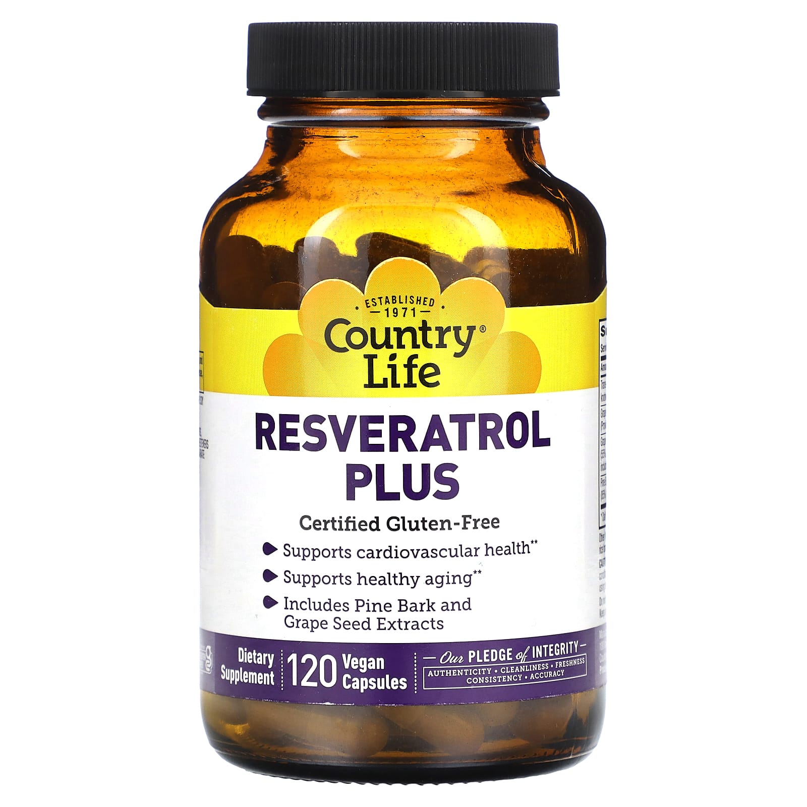 Country Life Resveratrol Plus ресвератрол 120 веганских капсул 7390₽