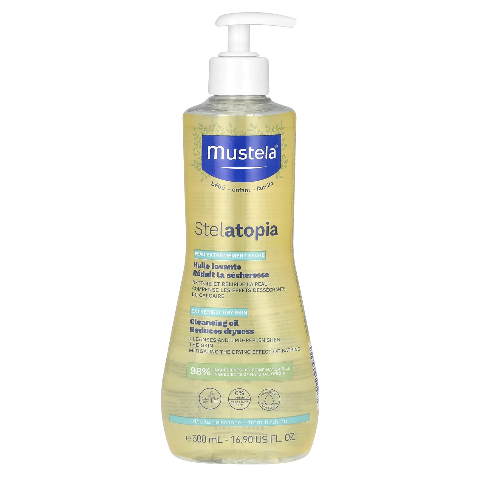 Mustela Stelatopia очищающее масло с подсолнечником для очень сухой кожи без отдушек 500 мл 169 жидк Унции 4490₽