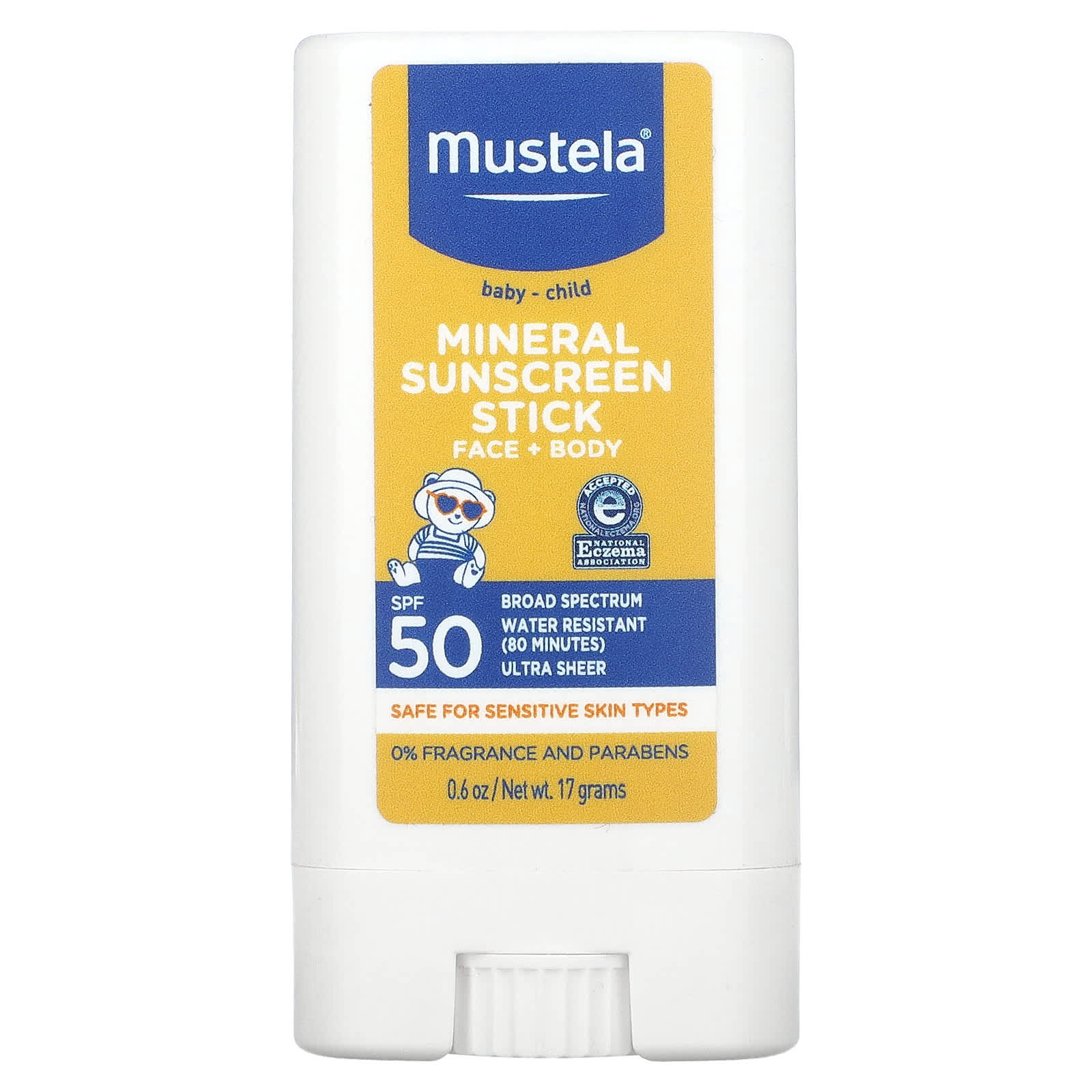 Mustela Минеральное солнцезащитное средство-стик для детей SPF 50 17 г 06 унции 2590₽