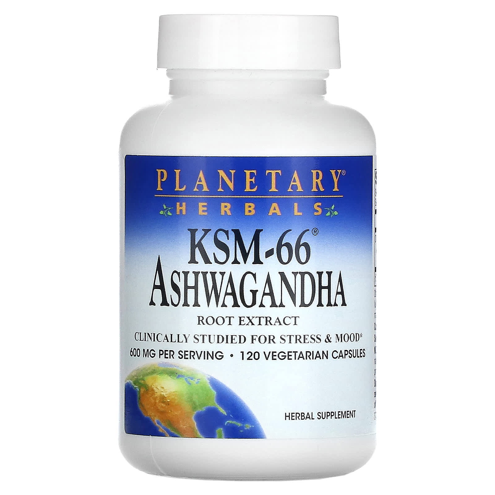 Planetary Herbals, KSM-66® экстракт корня ашваганды, 600 мг, 120 вегетарианских капсул (300 мг на капсулу)