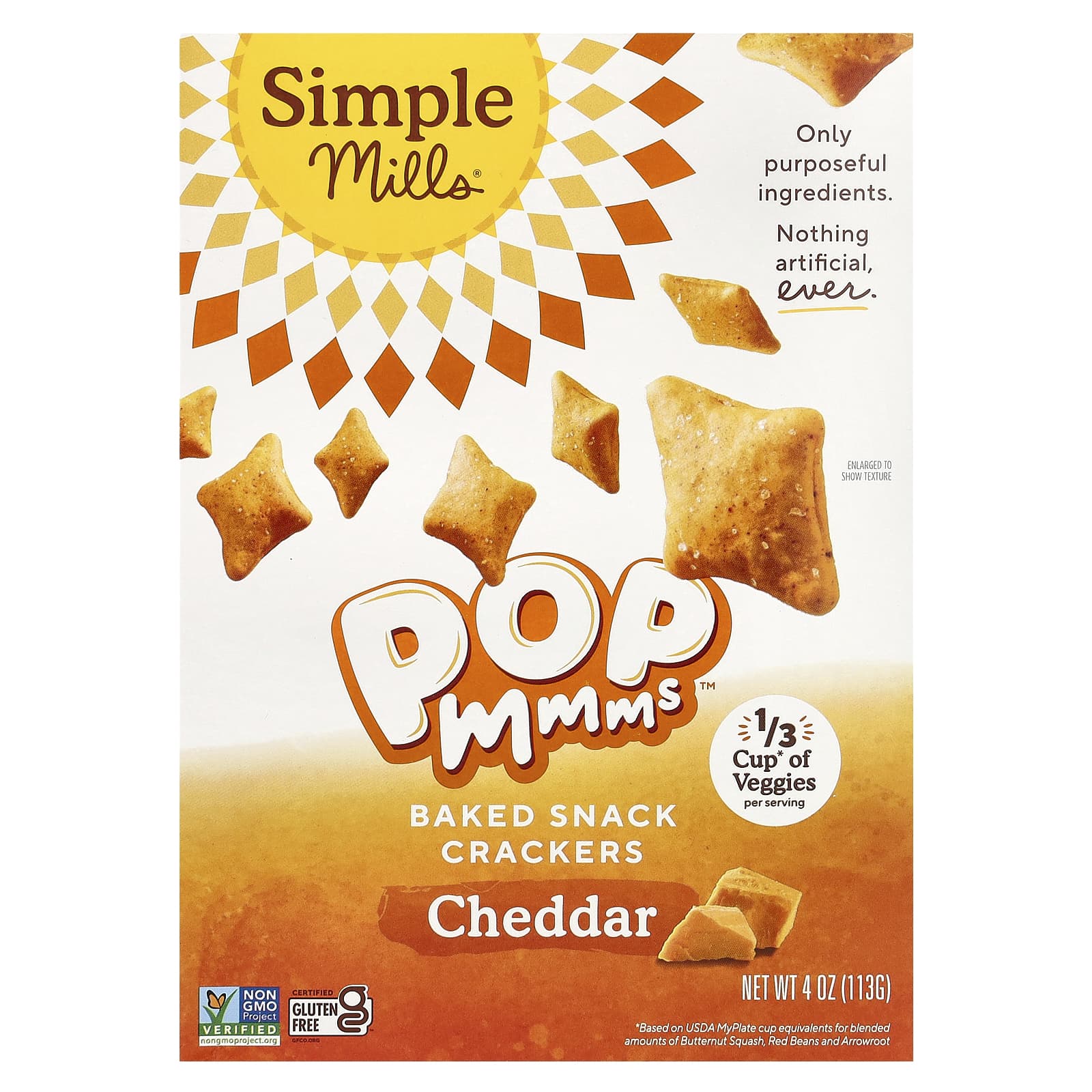 Simple Mills Pop Mmms запеченные крекеры со вкусом чеддера 113 г 4 унции 1690₽