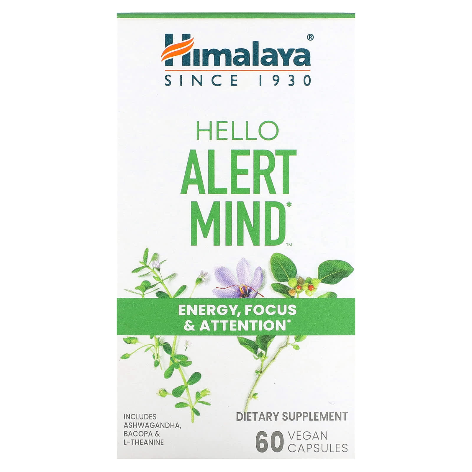 Himalaya Hello Alert Mind 60 веганских капсул 3490₽