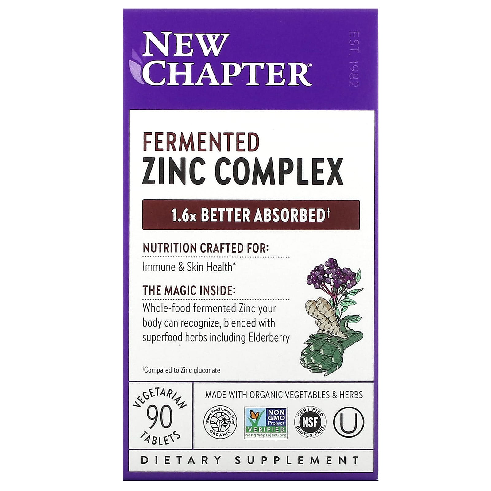 New Chapter Комплекс ферментированного цинка 90 вегетарианских таблеток 5290₽