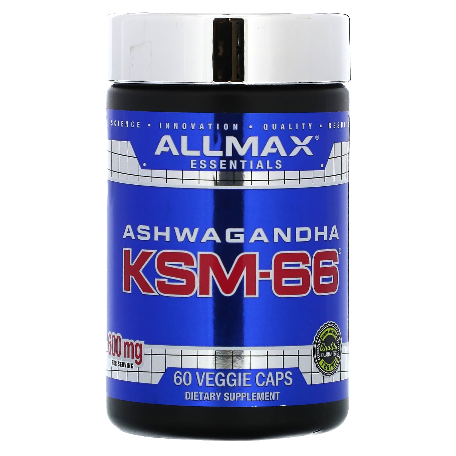 ALLMAX Essentials ашваганда KSM-66 600 мг 60 растительных капсул 300 мг на капсулу 3190₽