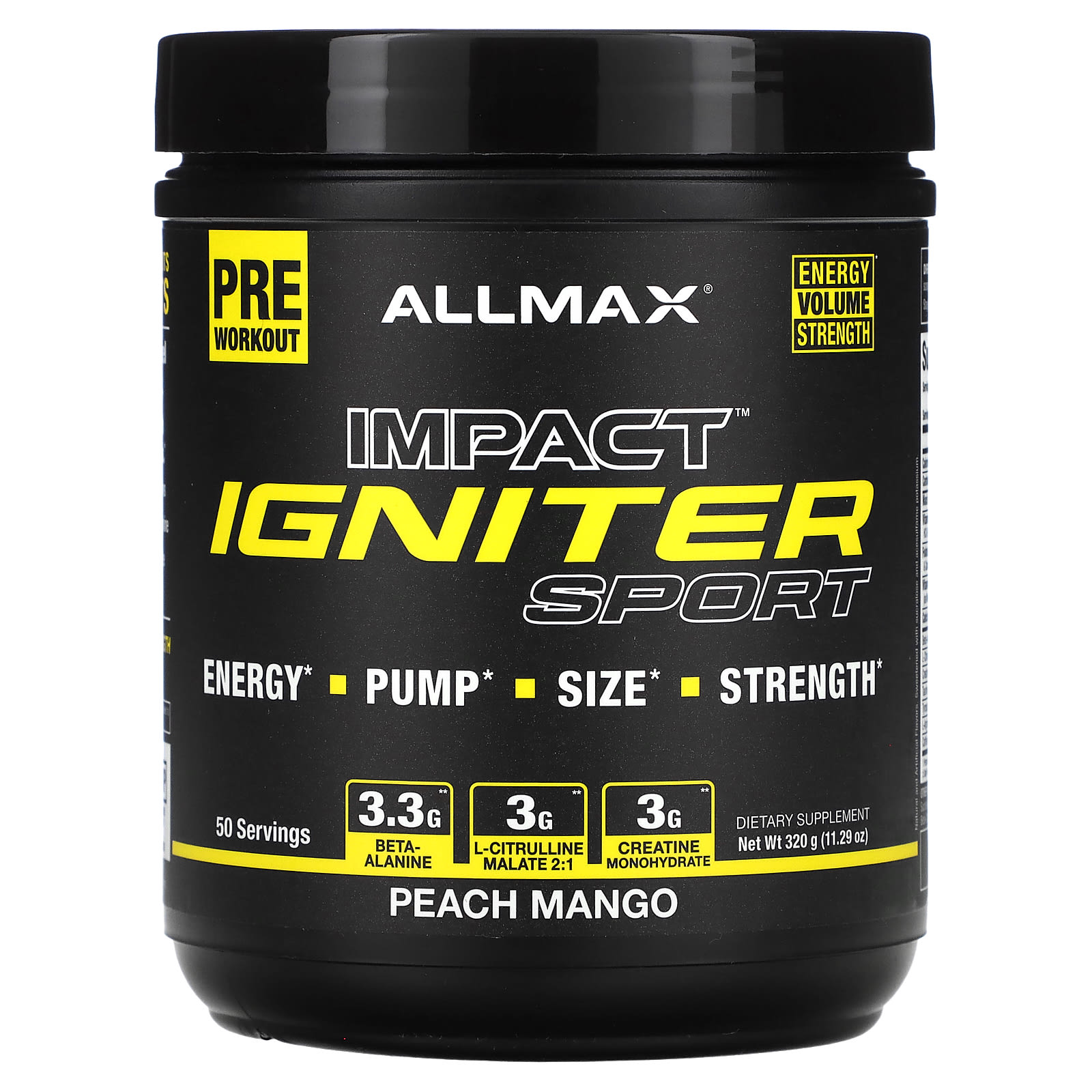 ALLMAX IMPACT Igniter Sport перед тренировкой персик и манго 320 г 1129 унции 4790₽