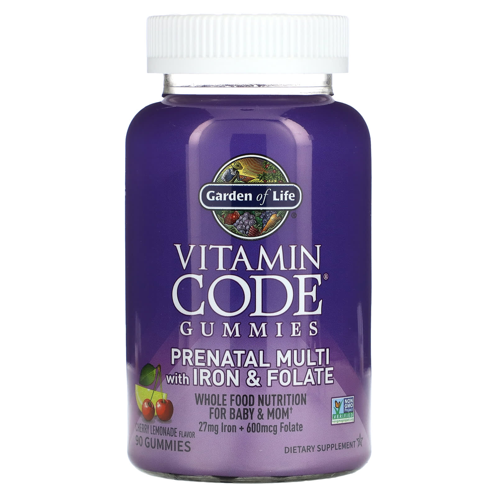 Garden of Life Vitamin Code жевательные таблетки для беременных мультивитамины с железом и фолатом вишневый лимонад 90 жевательных таблеток 3590₽