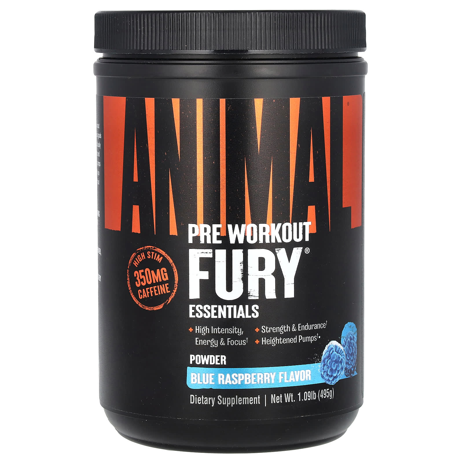 Animal Fury Essentials предтренировочный комплекс со вкусом голубой малины 495 г 109 фунта 6790₽