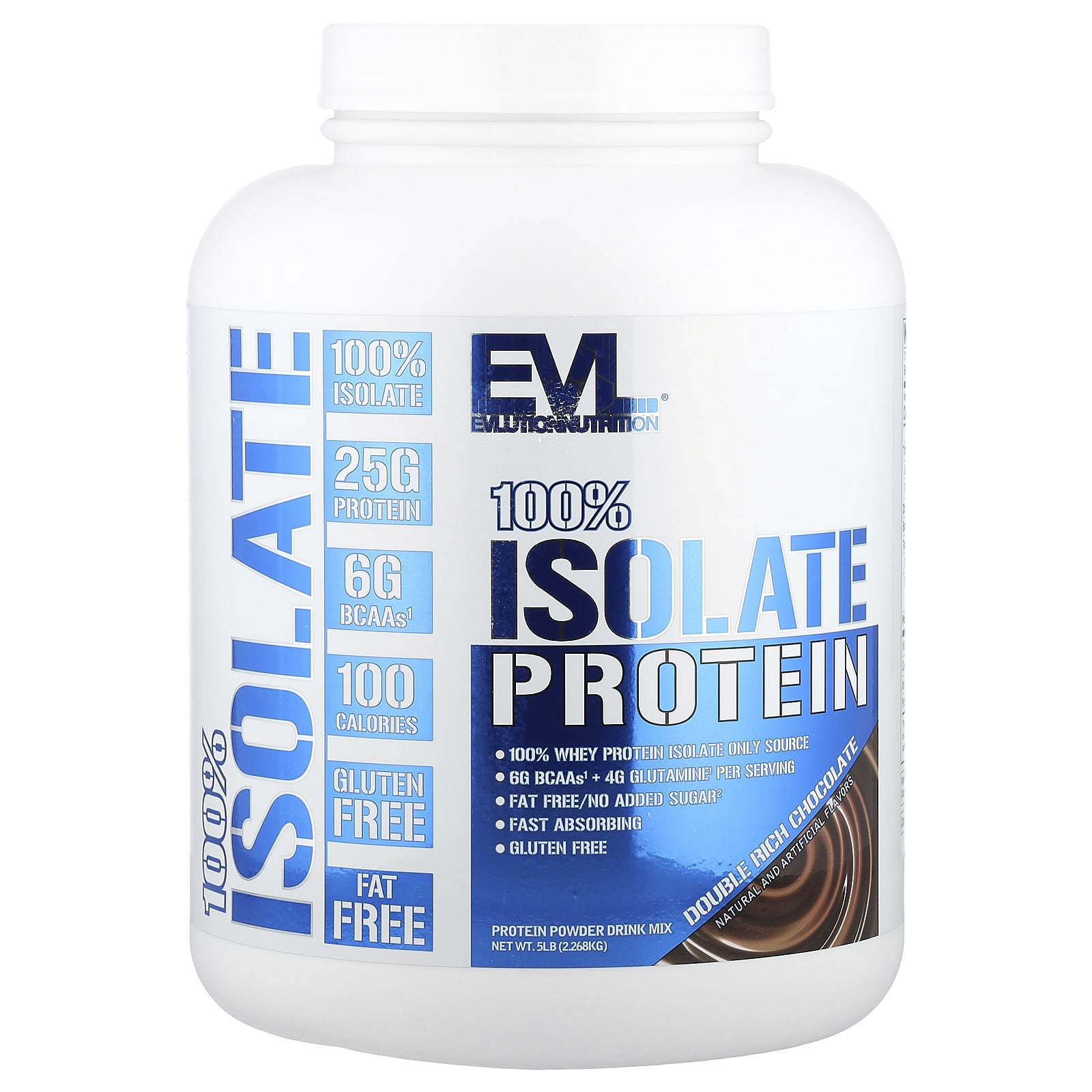 EVLution Nutrition 100 изолят протеина шоколад двойного насыщения 2268 кг 5 фунтов 16190₽