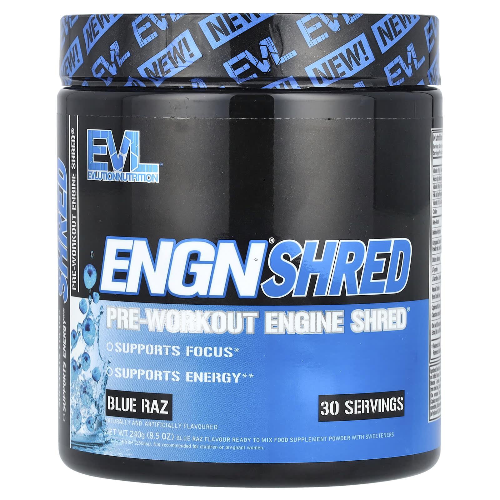 EVLution Nutrition ENGN Shred предтренировочный комплекс Engine Shred Blue Raz 240 г 85 унции 3390₽