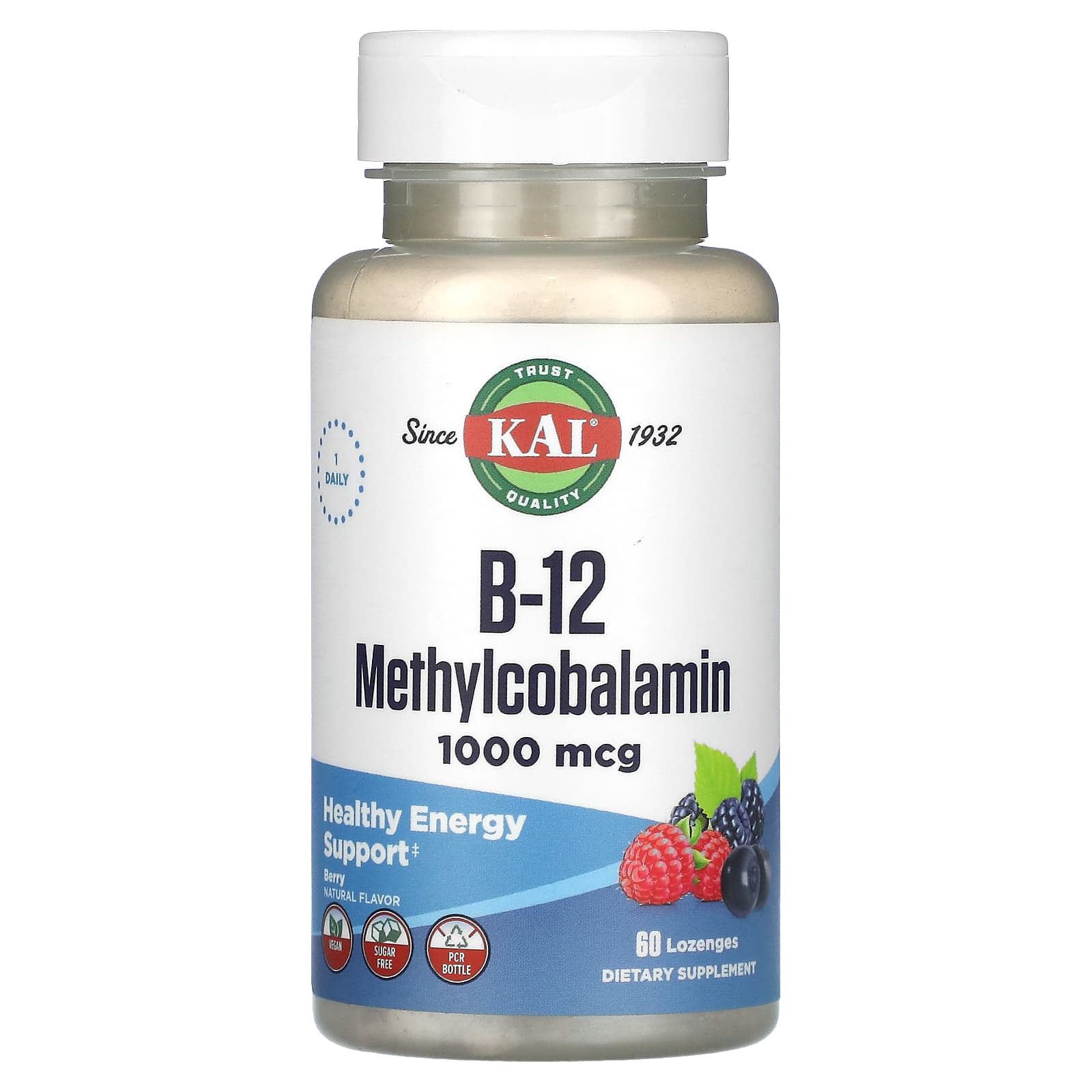 KAL B-12 Methylcobalamin Berry 1000 mcg 60 Lozenges 2390₽