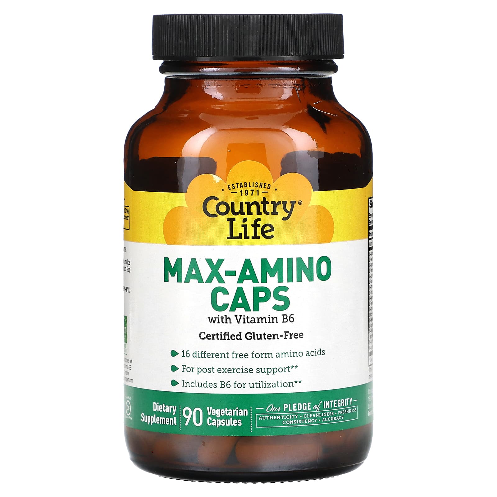 Country Life Max-Amino Caps аминокислоты с витамином B6 90 вегетарианских капсул 3590₽