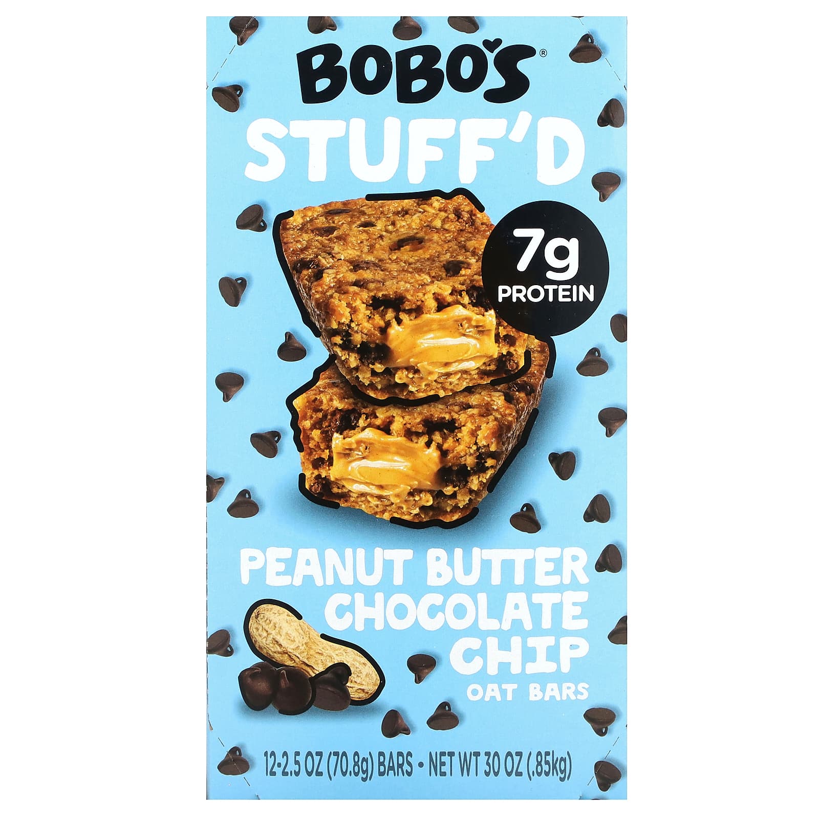 Bobo's Oat Bars, Овсяные батончики с арахисовой пастой и шоколадной крошкой, 12 батончиков по 70,8 г (2,5 унции)