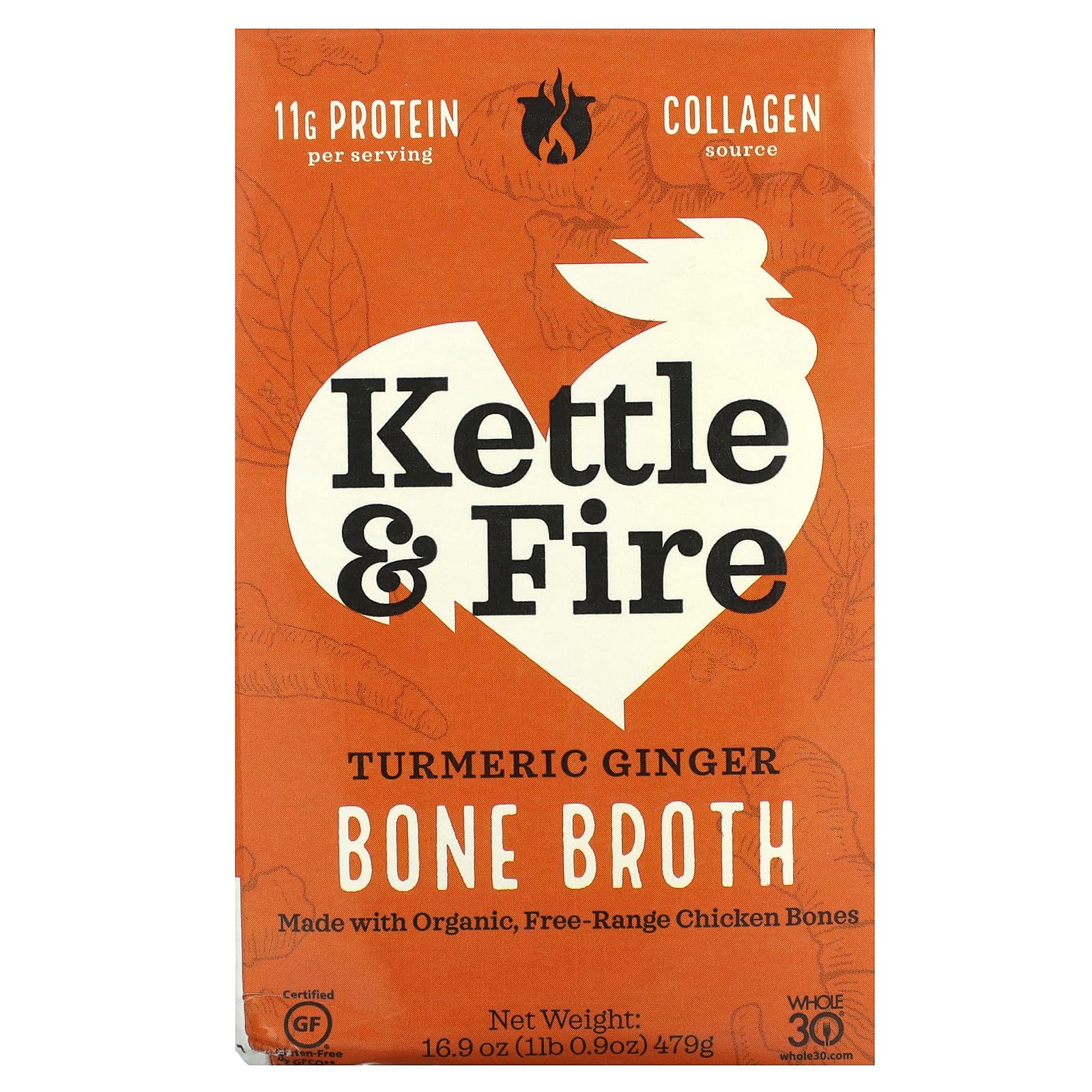 Kettle - Fire, Bone Broth, куркума и имбирь, 479 г (16,9 унции)