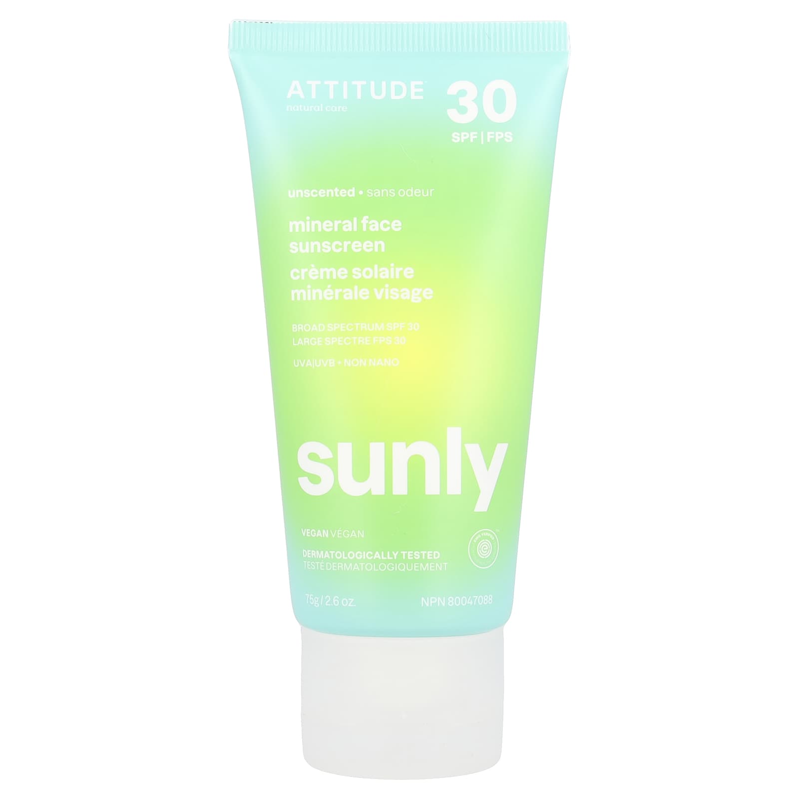 ATTITUDE Sunly минеральное солнцезащитное средство для лица SPF 30 без запаха 75 г 26 унции 3090₽