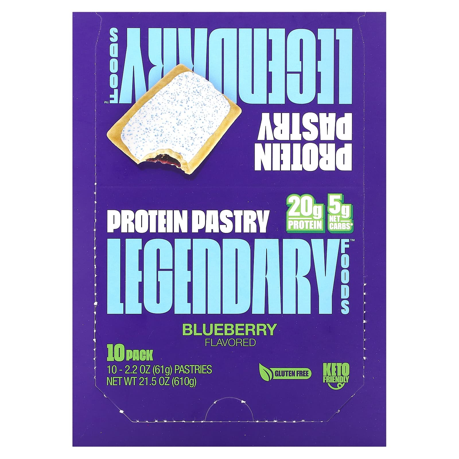 Legendary Foods Protein Pastry черника 10 пакетиков 61 г 22 унции 6290₽