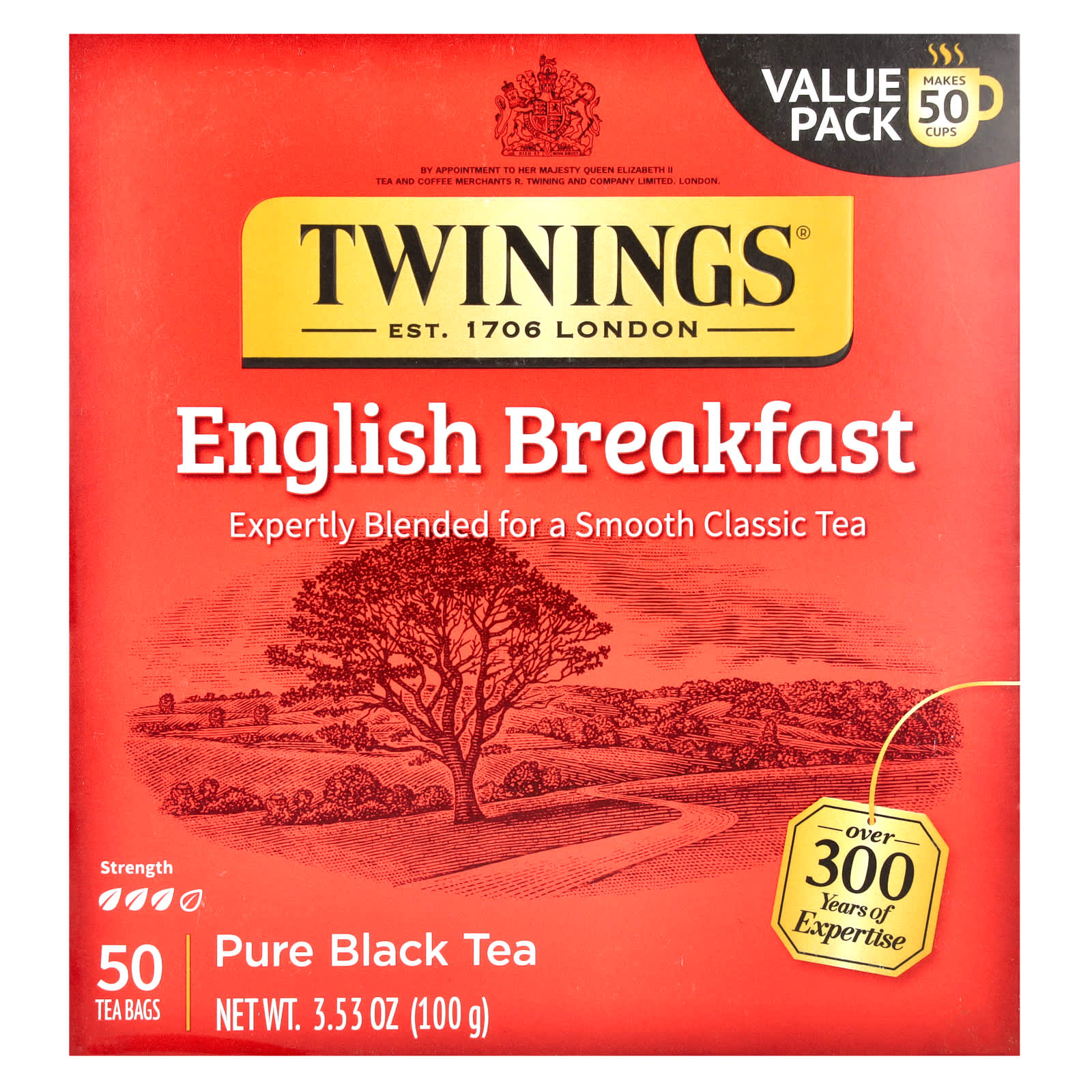 Twinings Pure Black Tea English Breakfast 50 чайных пакетиков 100 г 353 унции 1890₽